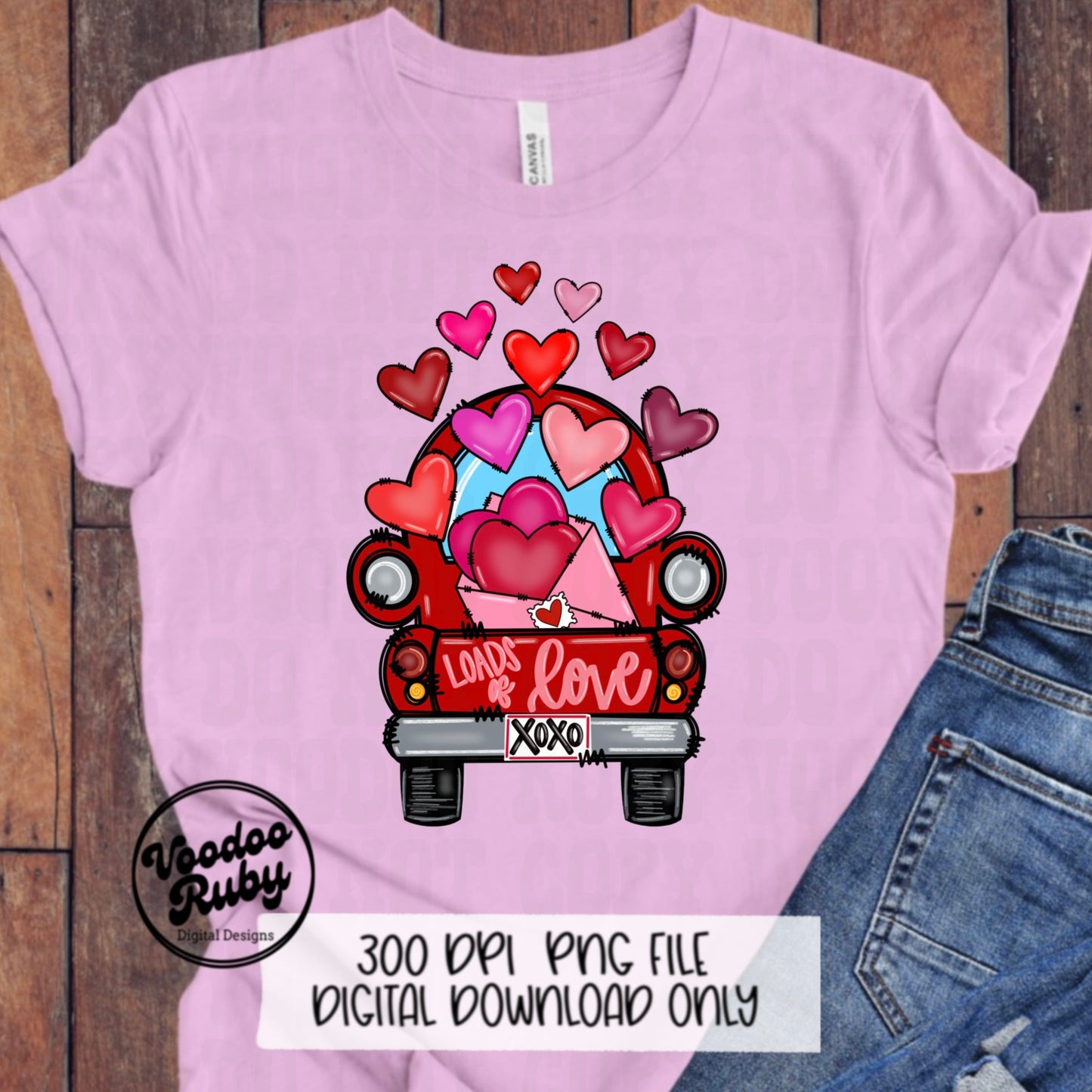 Valentine’s Day Truck PNG Design Sublimation Hand Drawn Digital Download Printable Art Valentine's Day Hearts PNG Western PNG Loved
