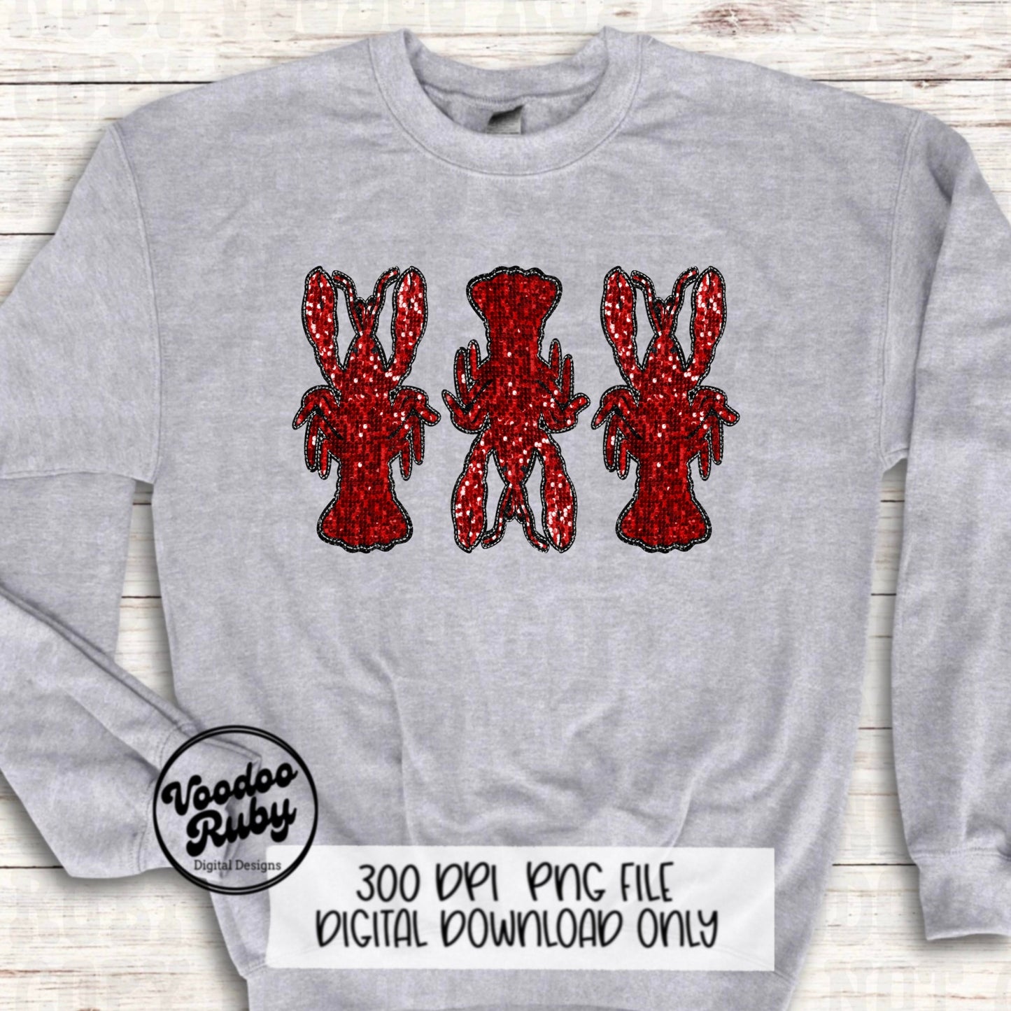 Sequin Crawfish PNG Design Sublimation Hand Drawn Digital Download Crawfish Boil PNG Faux Embroidery DTF Louisiana Printable
