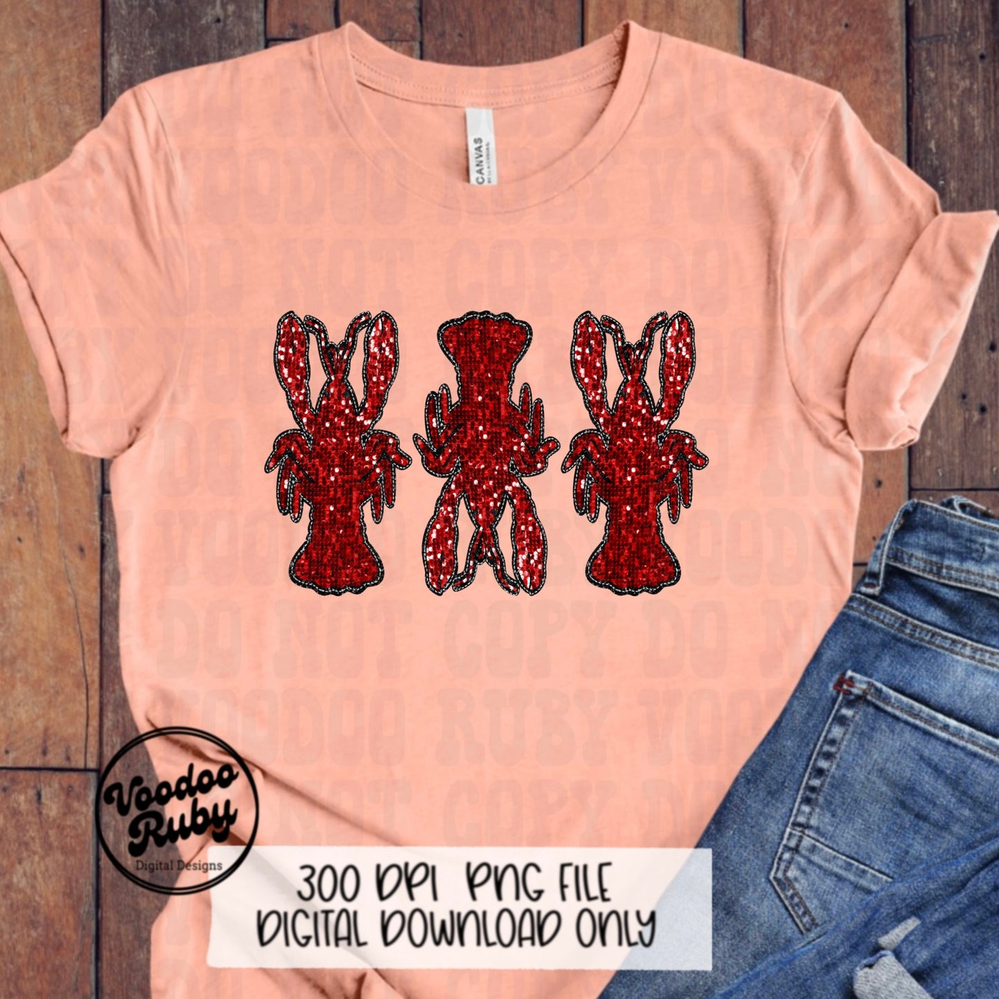 Sequin Crawfish PNG Design Sublimation Hand Drawn Digital Download Crawfish Boil PNG Faux Embroidery DTF Louisiana Printable