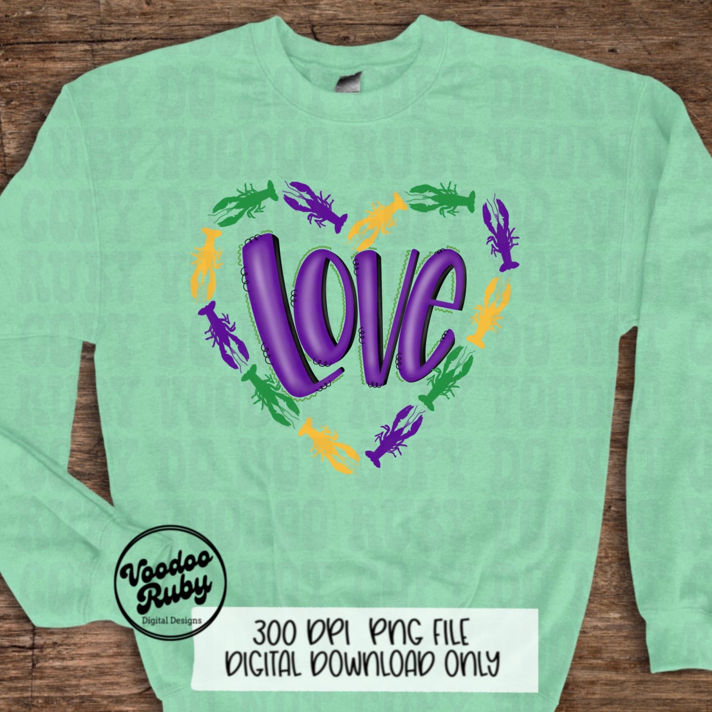 Crawfish Mardi Gras PNG Design Digital Download Sublimation Love Crawfish PNG Mardi Gras DTF Printable Clip