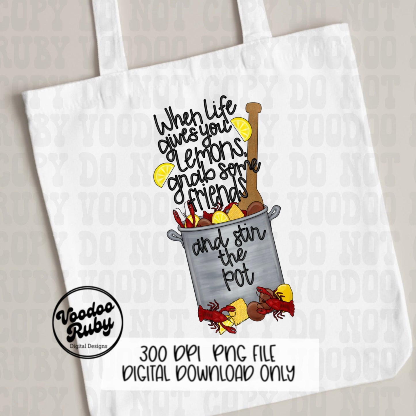 Crawfish PNG Design Sublimation Hand Drawn Digital Download When Life Gives You Lemons Crawfish Boil Crawfish Pot Cajun Louisiana PNG DTF