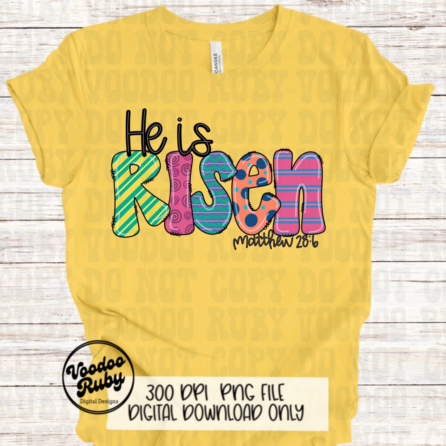 Risen PNG Design Easter PNG He Is Risen Sublimation Hand Drawn Digital Download DTF Printable Matthew 28:6 Clip Art Jesus png Easter Dtf