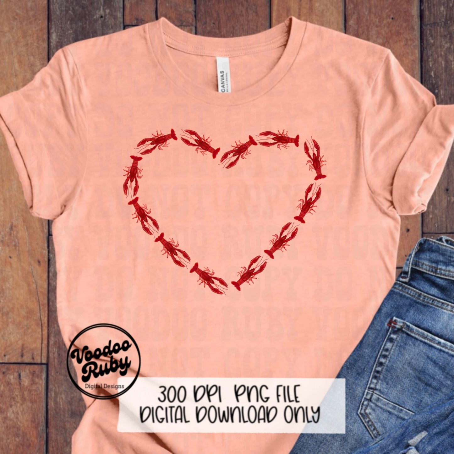 Crawfish Heart png Mardi Gras pn sublimation DTF