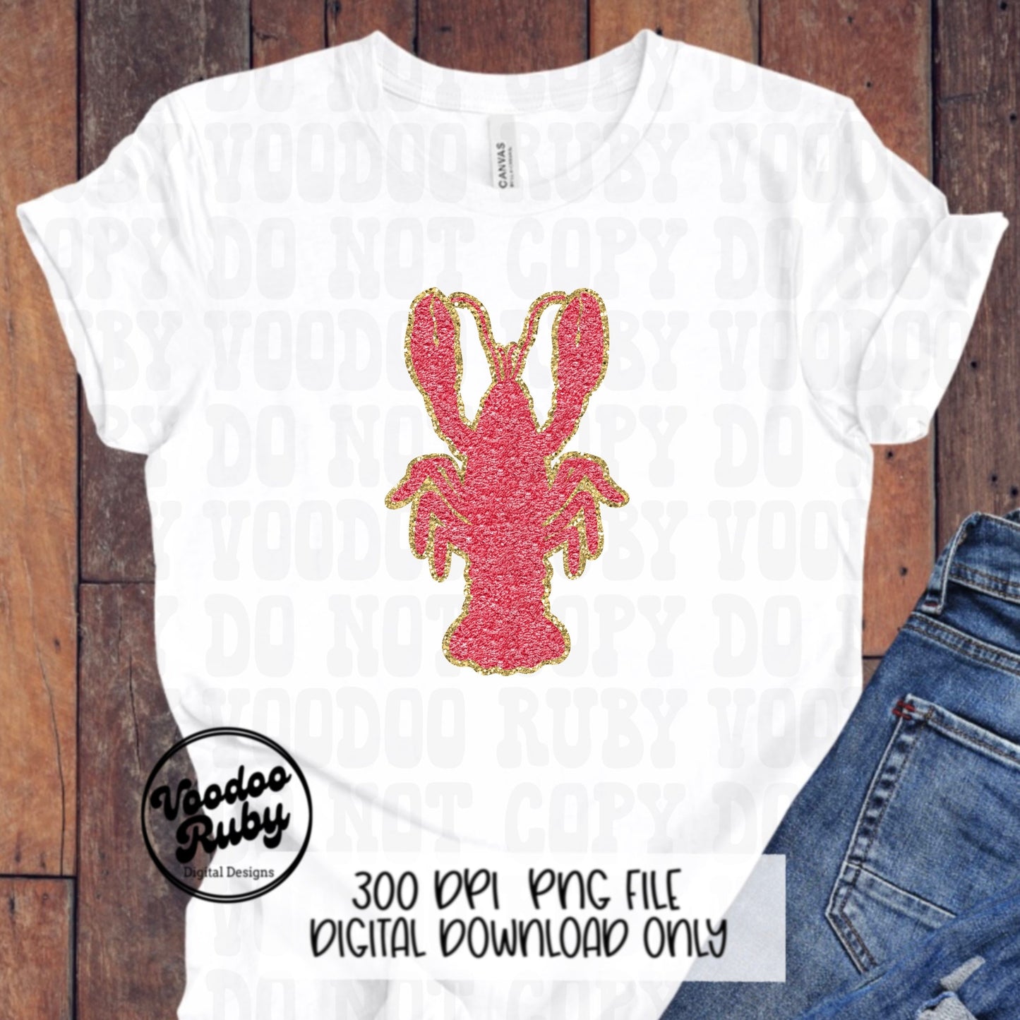 Faux Chenille Crawfish PNG Design Sublimation Hand Drawn Digital Download Louisiana PNG Clip Art Cajun Faux Embroidery png DTF Printable