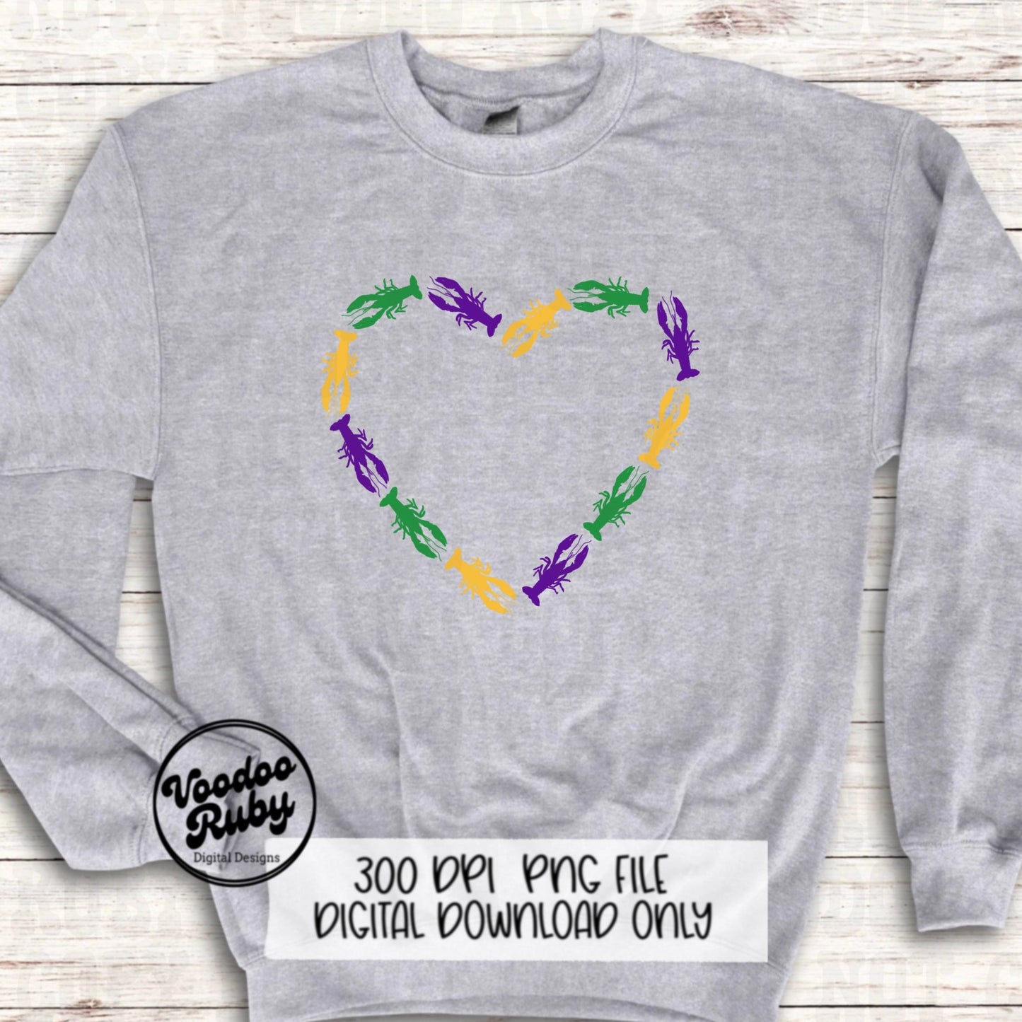 Mardi Gras PNG Design Crawfish PNG Hand Drawn Digital Download Love Mardi Gras png Louisiana png DTF Printable Purple Green Gold Mardi Gras