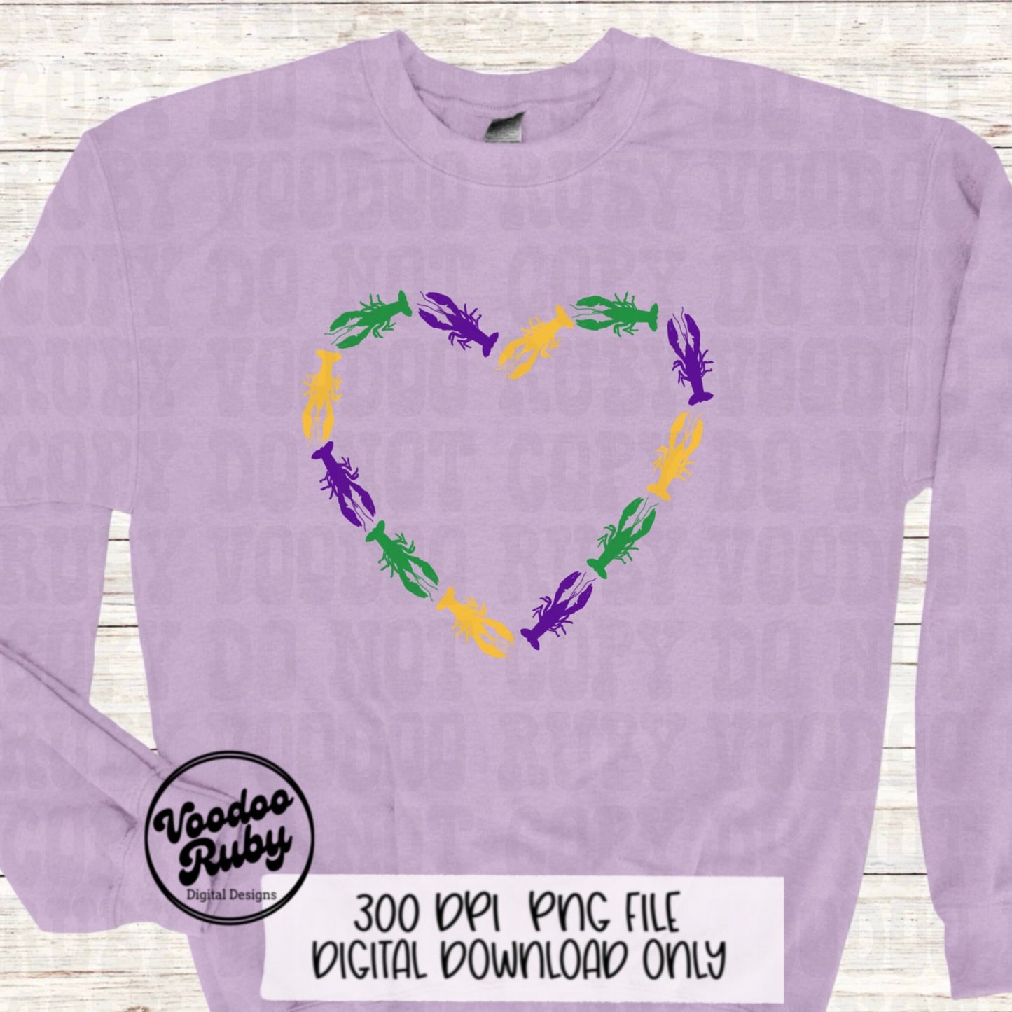 Crawfish heart Mardi Gras png design