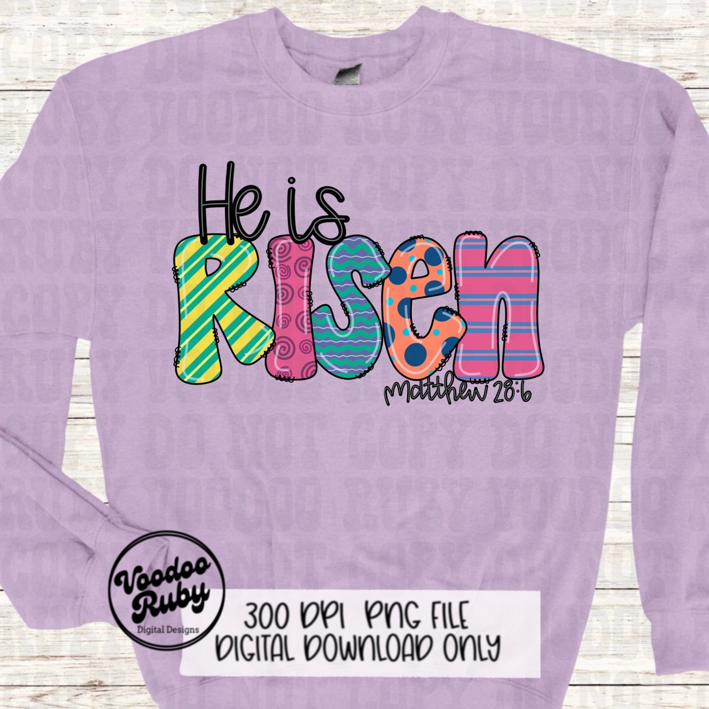 Risen PNG Design Easter PNG He Is Risen Sublimation Hand Drawn Digital Download DTF Printable Matthew 28:6 Clip Art Jesus png Easter Dtf