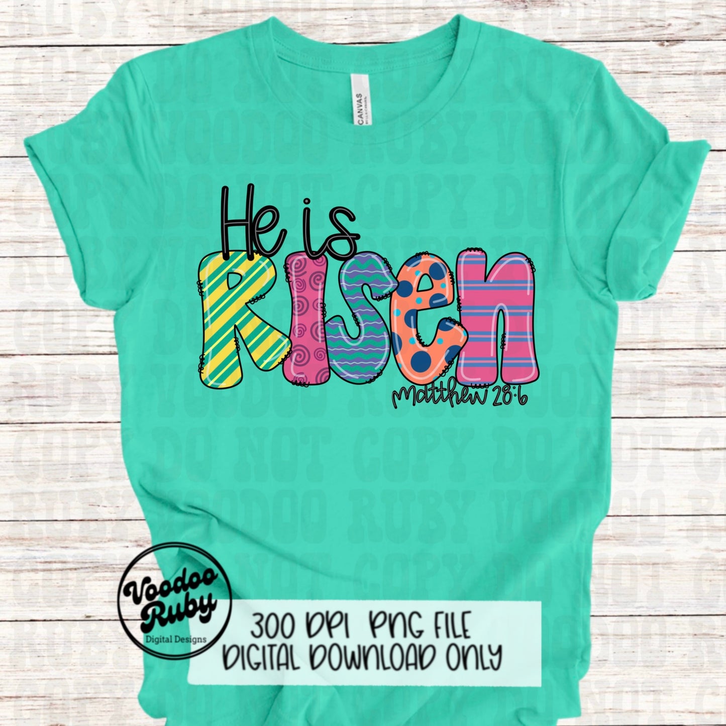 Risen PNG Design Easter PNG He Is Risen Sublimation Hand Drawn Digital Download DTF Printable Matthew 28:6 Clip Art Jesus png Easter Dtf