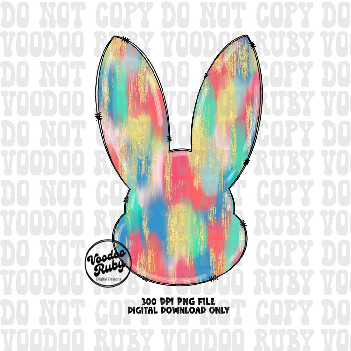 Glitter Easter Bunny PNG Design Sublimation Easter PNG Hand Drawn Digital Design Download Happy Easter PNG Clip Art Easter Dtf Printable