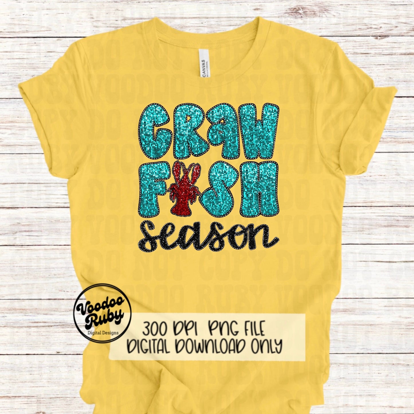 Faux sequin embroidery crawfish season png design