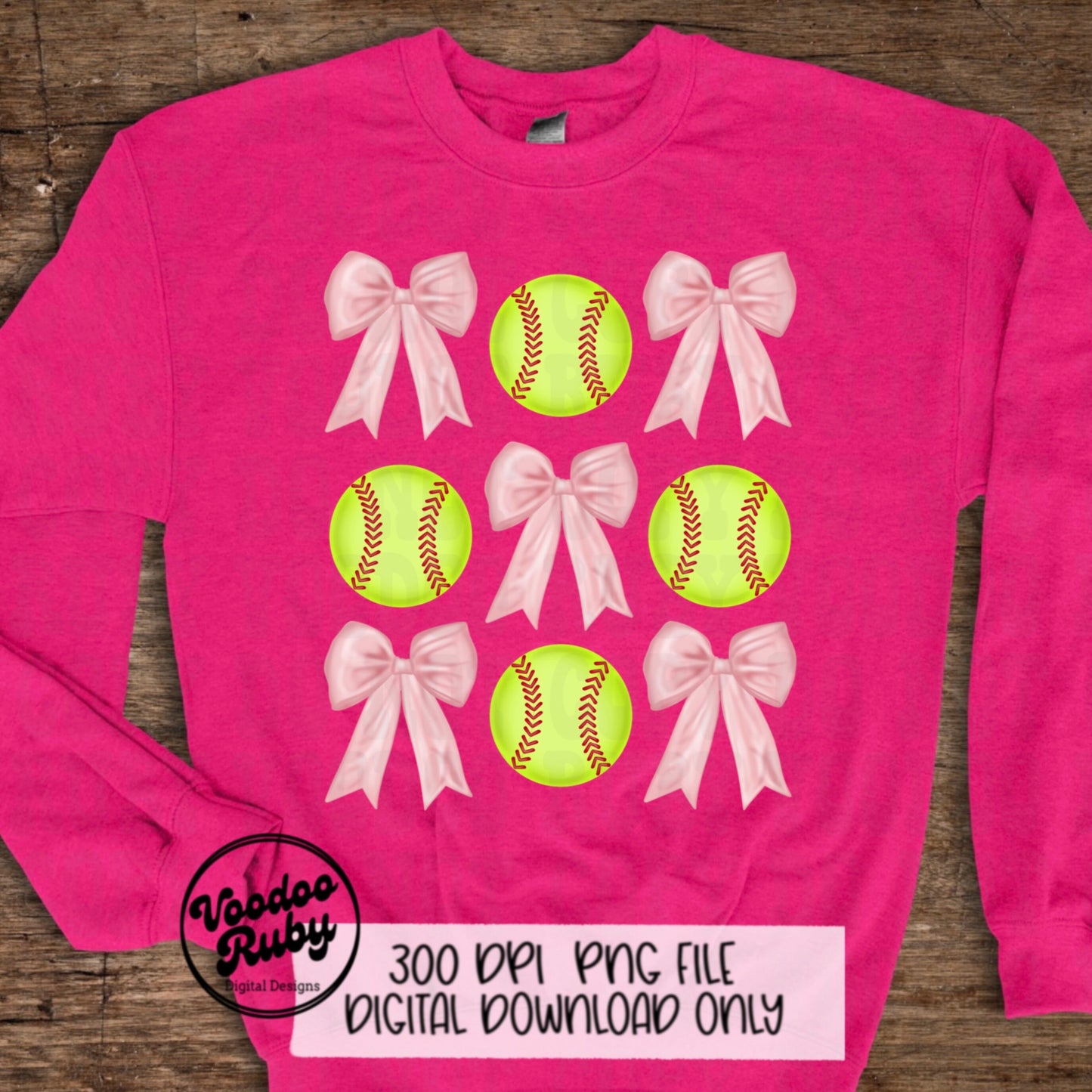 Pink Bow Softball PNG Design Sublimation Hand Drawn Digital Download Coquette Pink Ribbon PNG Soft Girl Preppy Pink Girly DTF Printable