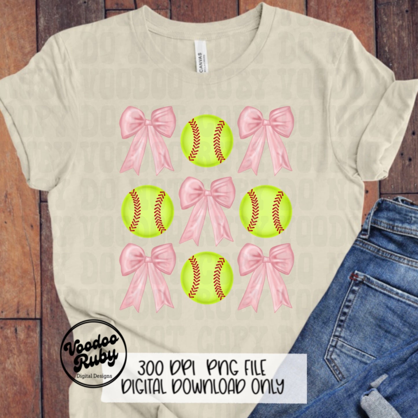 Pink Bow Softball PNG Design Sublimation Hand Drawn Digital Download Coquette Pink Ribbon PNG Soft Girl Preppy Pink Girly DTF Printable