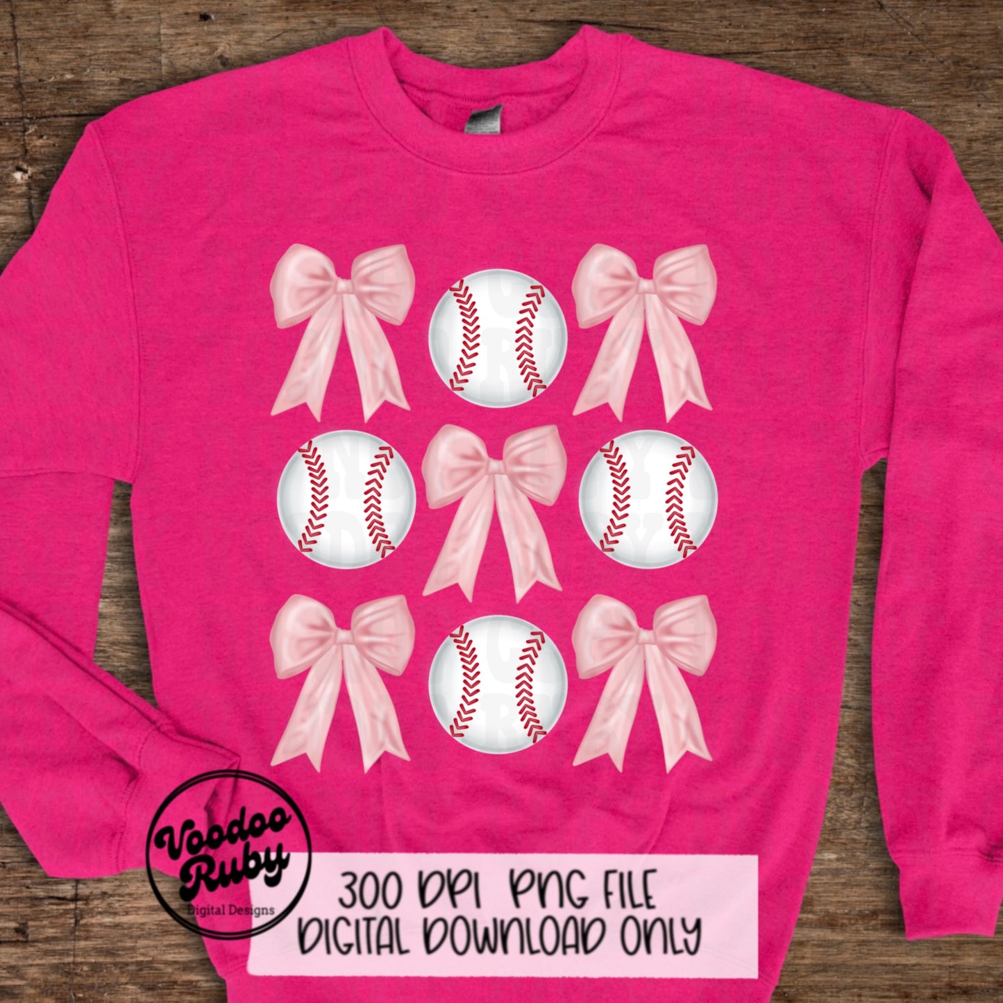 Pink Bow Baseball PNG Design Sublimation Hand Drawn Digital Download Coquette Pink Ribbon PNG Soft Girl Preppy Pink Girly DTF Printable