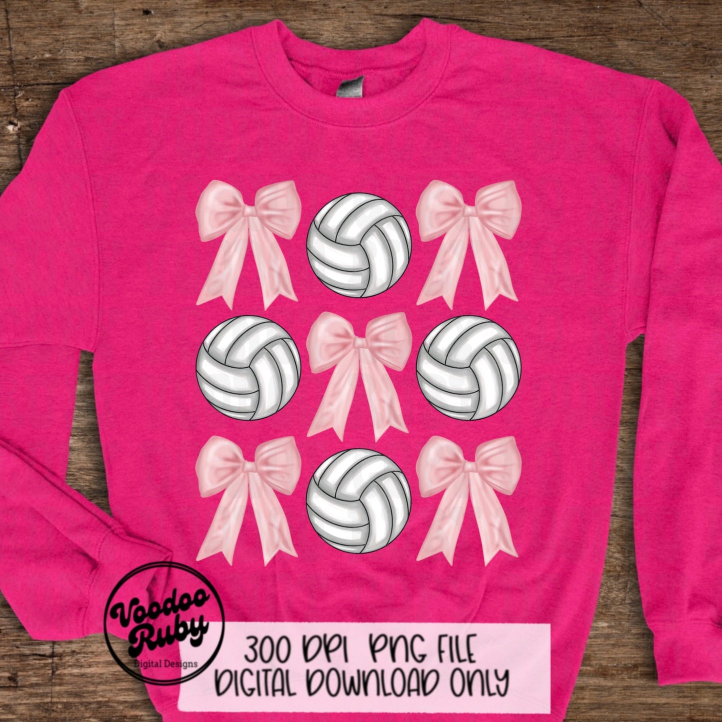 Pink Bow Volleyball PNG Design Sublimation Coquette Hand Drawn Digital Download Pink Ribbon PNG Soft Girl Preppy Pink Girly DTF Ribbon
