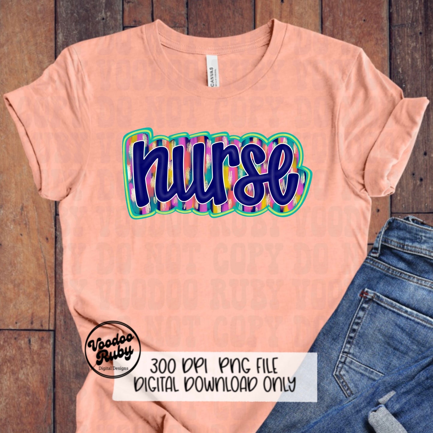 Nurse PNG Design Sublimation Hand Drawn Digital Download RN PNG Nurse Printable Nurse Clip Art Colorful png Nurse Dtf