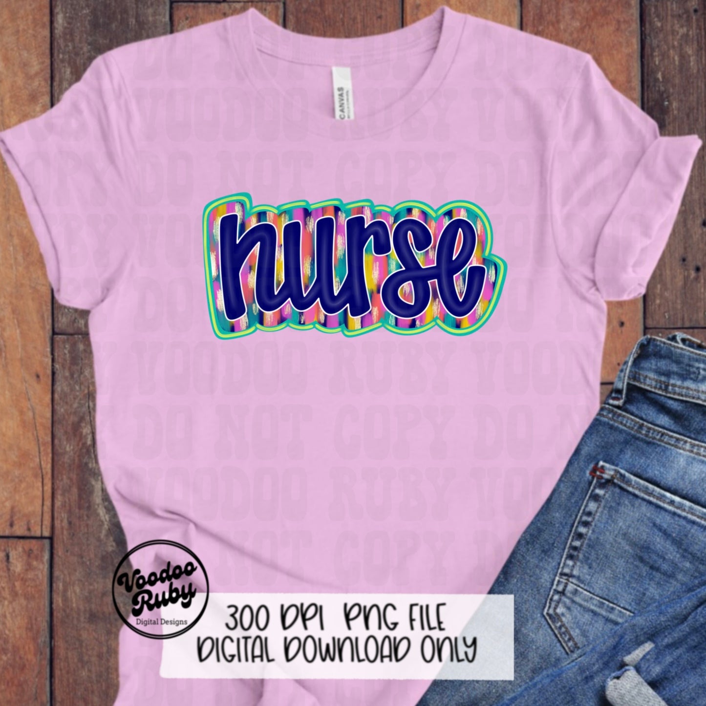 Nurse PNG Design Sublimation Hand Drawn Digital Download RN PNG Nurse Printable Nurse Clip Art Colorful png Nurse Dtf