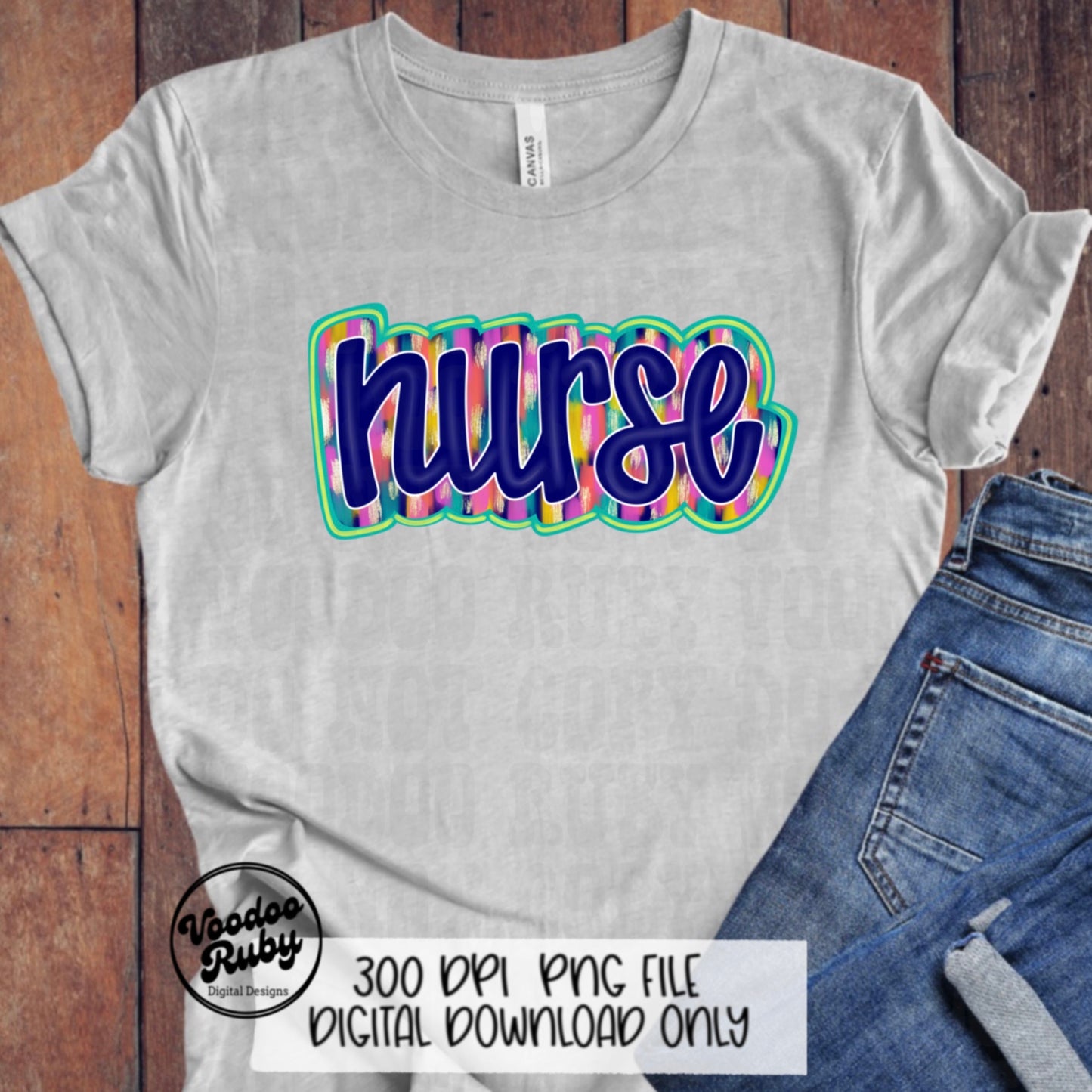 Nurse PNG Design Sublimation Hand Drawn Digital Download RN PNG Nurse Printable Nurse Clip Art Colorful png Nurse Dtf