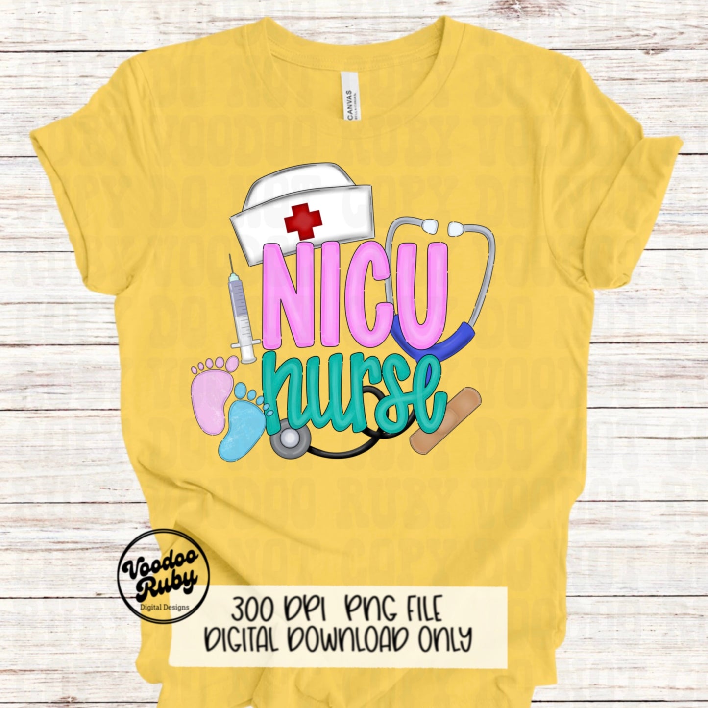 NICU Nurse PNG Design Sublimation Hand Drawn Digital Download Nicu Nurse Printable RN Nurse Pediatric Colorful png Nurse Dtf