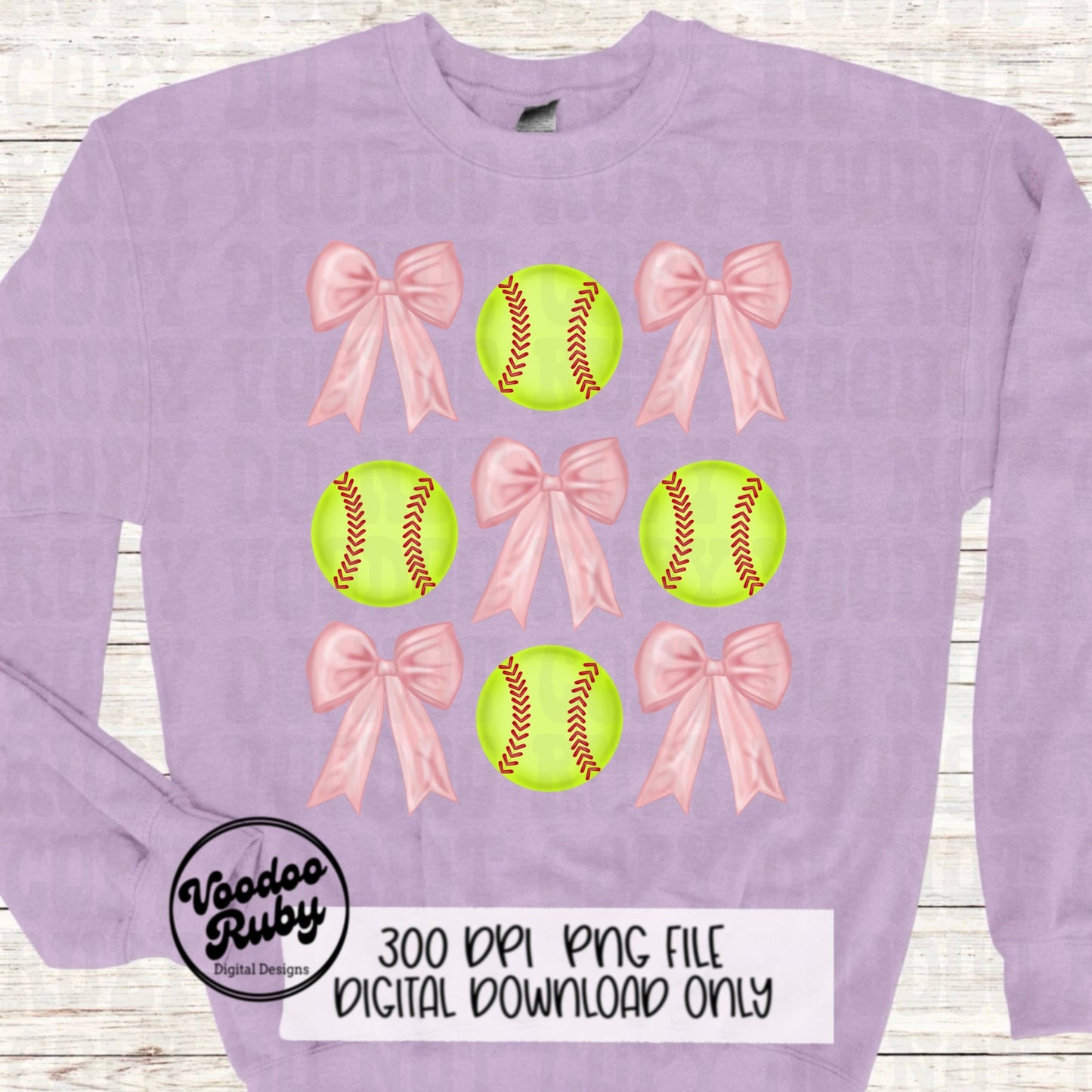Pink Bow Softball PNG Design Sublimation Hand Drawn Digital Download Coquette Pink Ribbon PNG Soft Girl Preppy Pink Girly DTF Printable