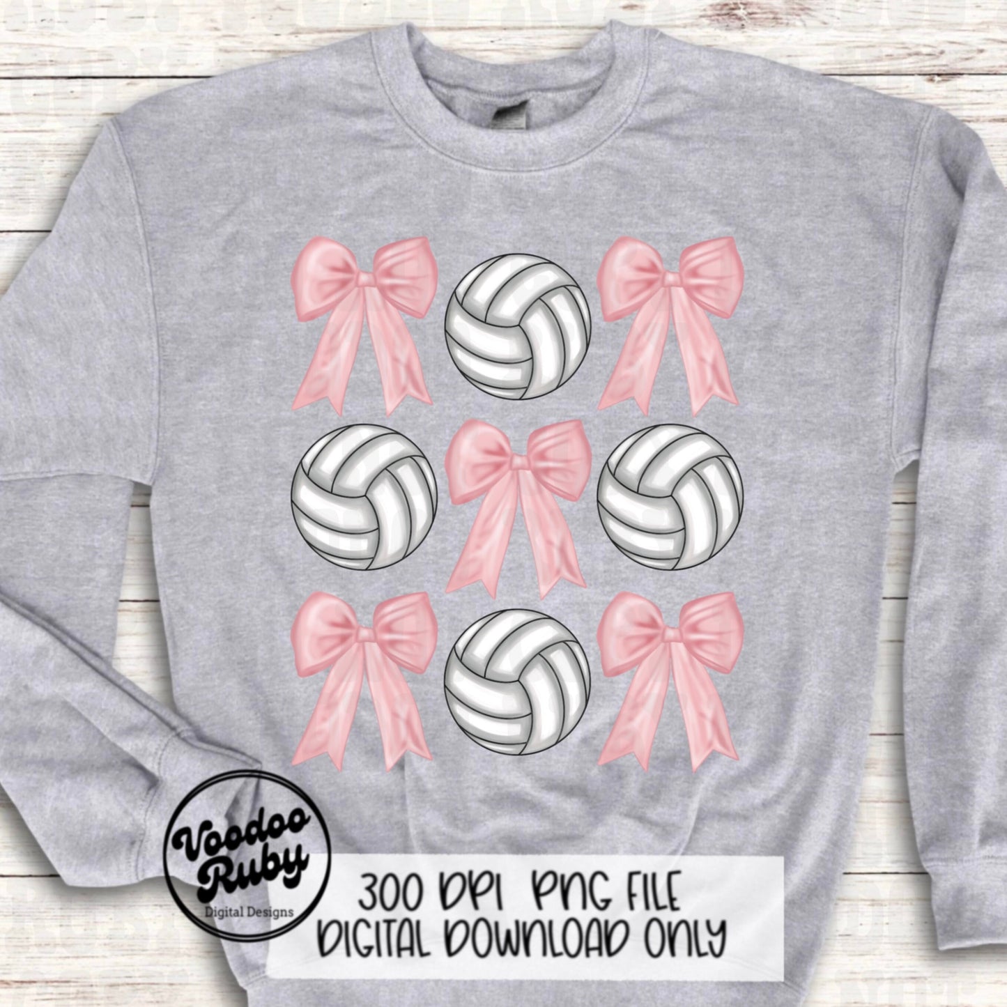 Pink Bow Volleyball PNG Design Sublimation Coquette Hand Drawn Digital Download Pink Ribbon PNG Soft Girl Preppy Pink Girly DTF Ribbon