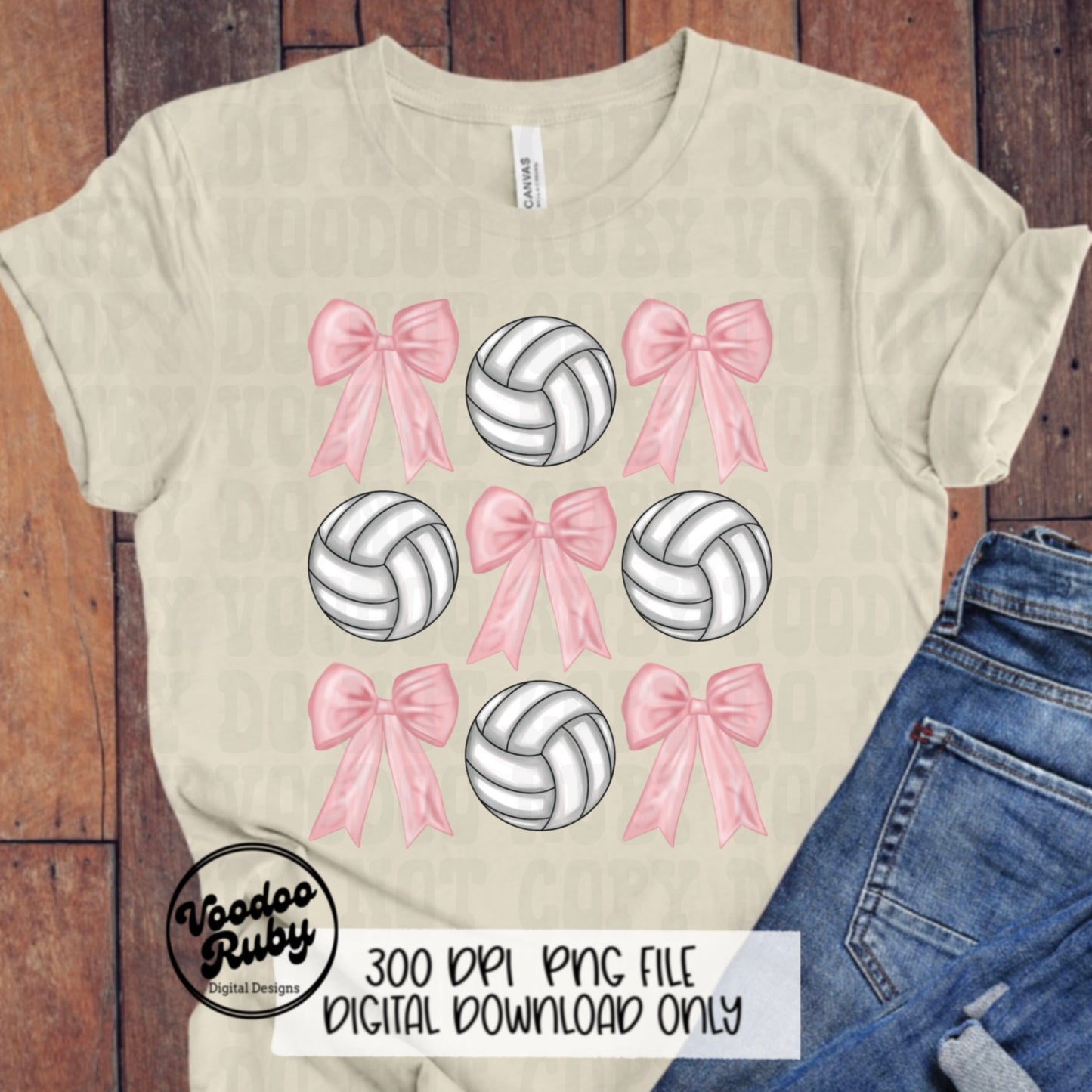 Pink Bow Volleyball PNG Design Sublimation Coquette Hand Drawn Digital Download Pink Ribbon PNG Soft Girl Preppy Pink Girly DTF Ribbon
