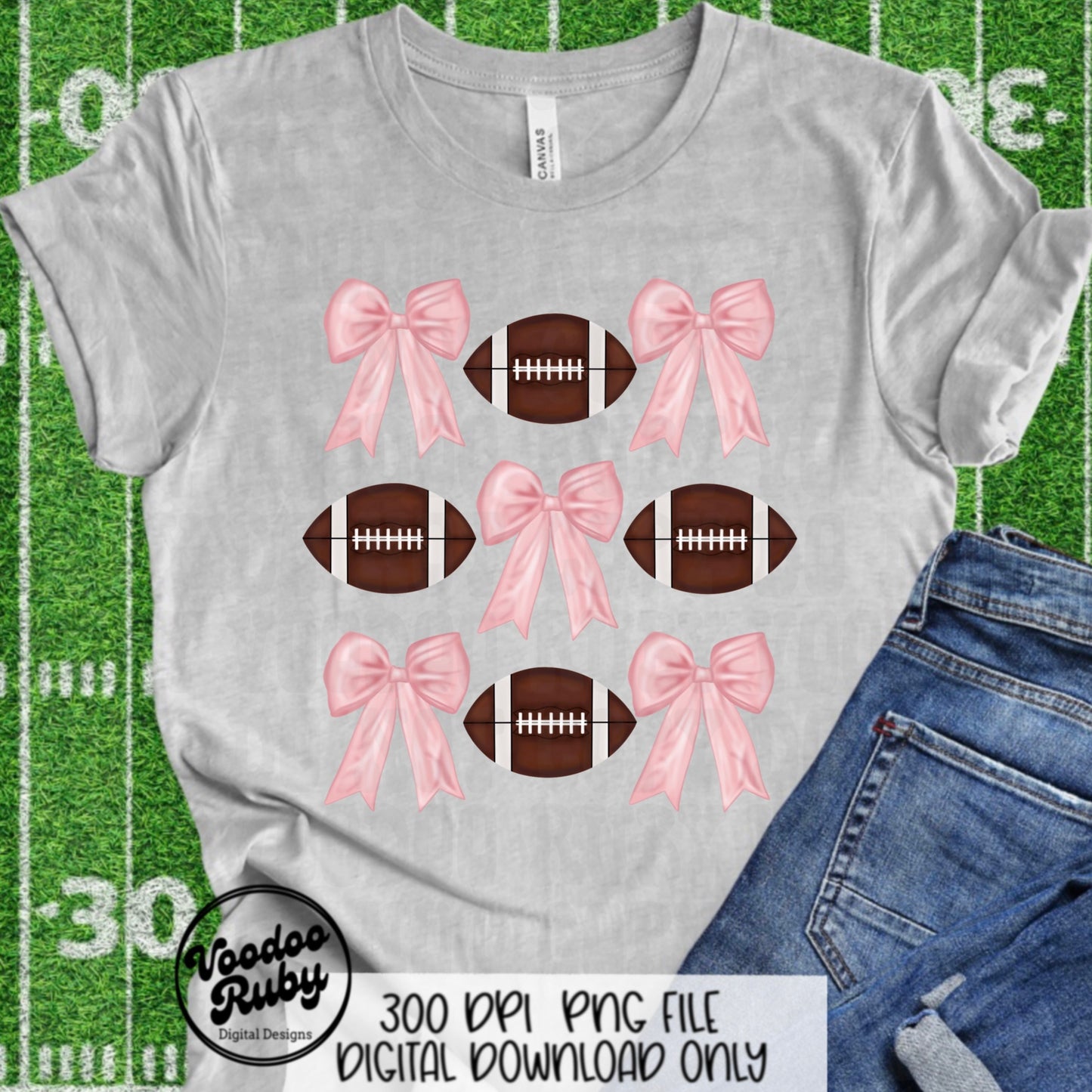 Pink Bow Football PNG Design Sublimation Hand Drawn Digital Download Coquette Pink Ribbon PNG Soft Girl Preppy Pink Girly DTF Printable