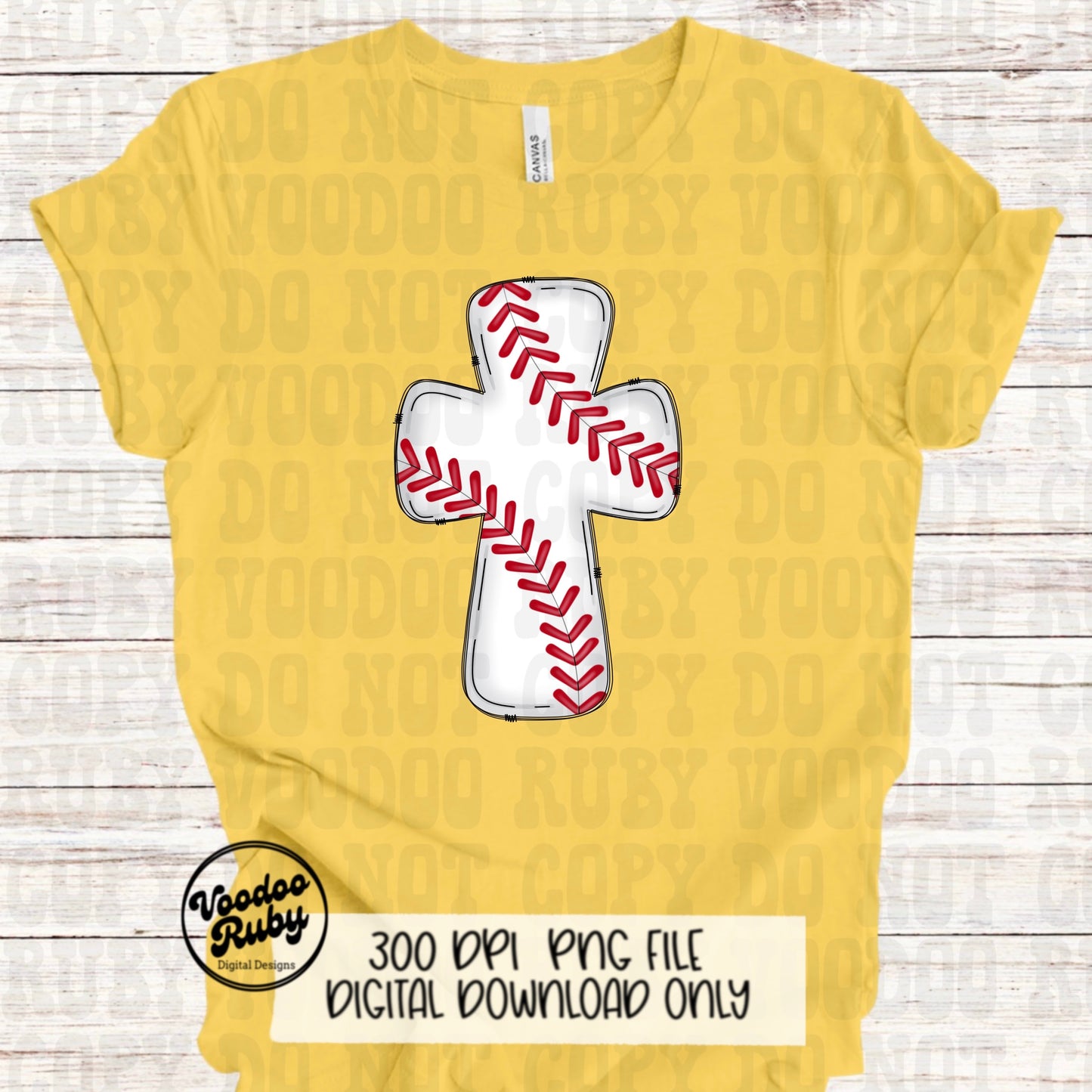Christian Baseball Cross PNG: Hand Drawn Sports Design (Digital Download