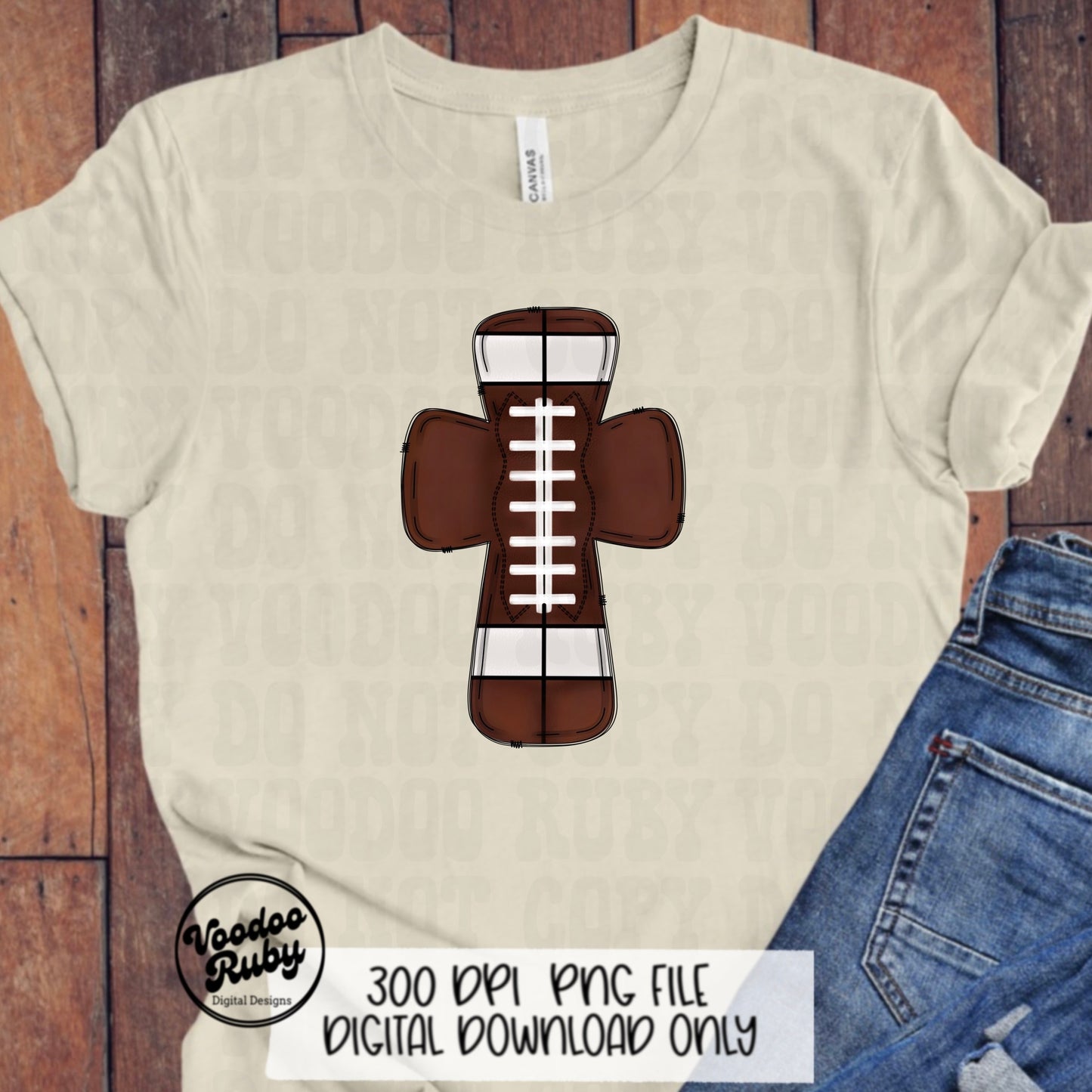 Christian Football PNG Design: Hand Drawn Sports Clip Art (Digital Download)