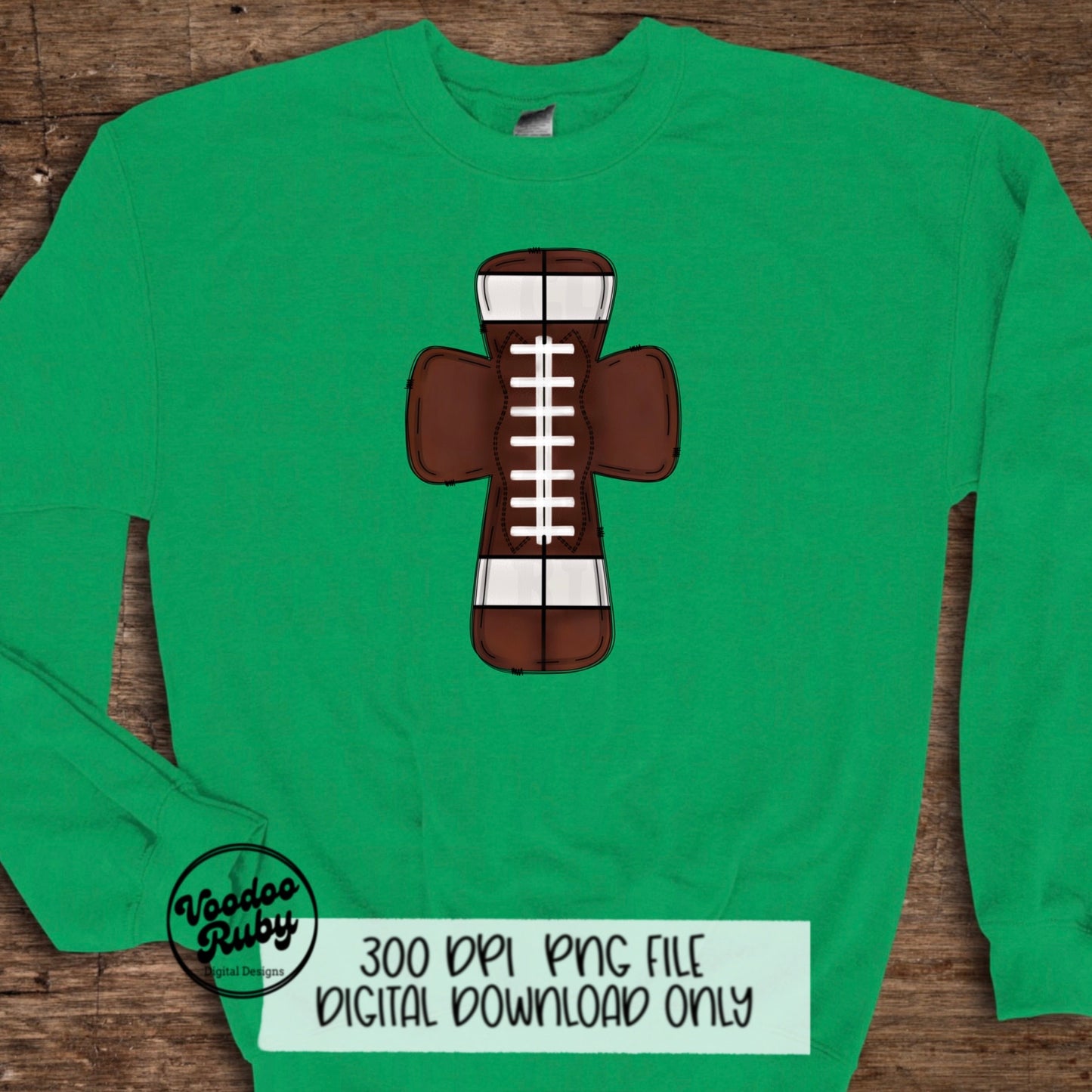 Christian Football PNG Design: Hand Drawn Sports Clip Art (Digital Download)