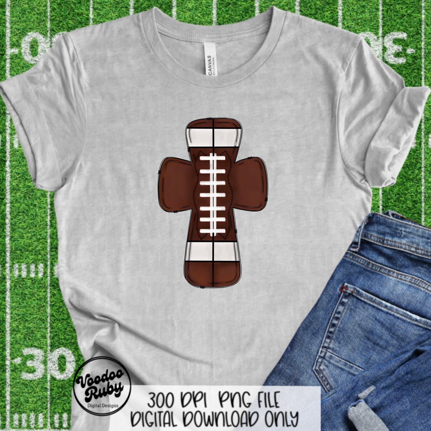 Christian Football PNG Design: Hand Drawn Sports Clip Art (Digital Download)