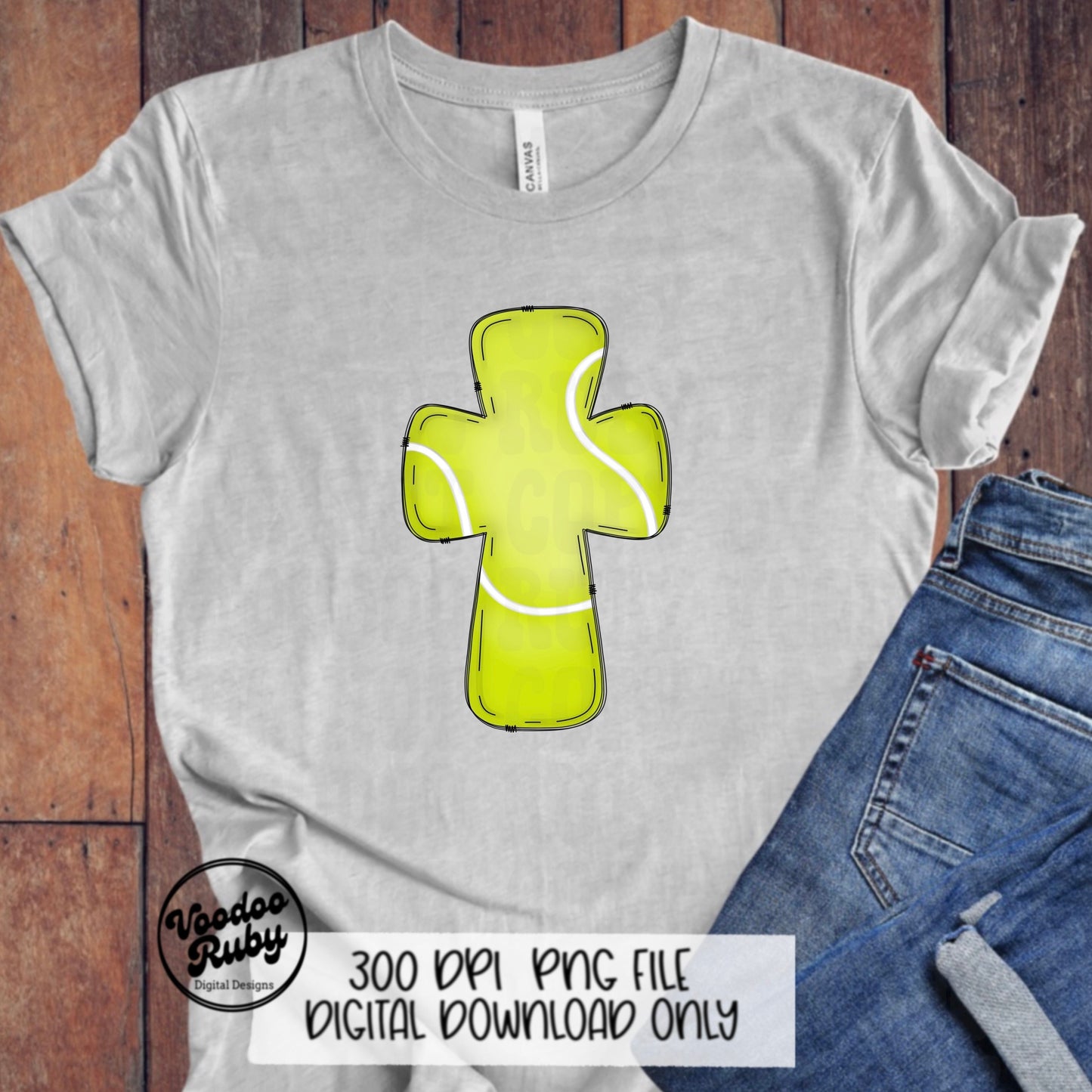 Christian Tennis PNG Design Sublimation Hand Drawn Digital Download Tennis Cross PNG Tennis DTF Blank Sports Clip Art Printable