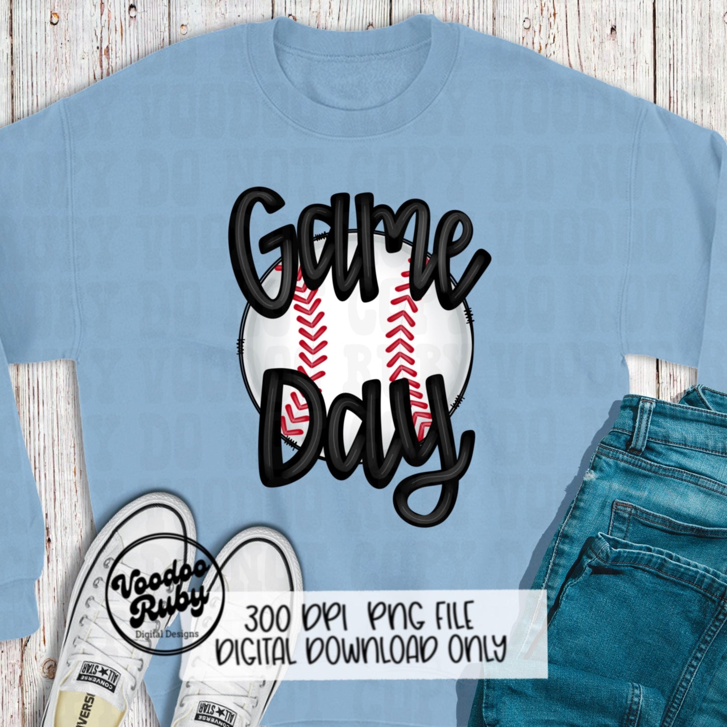 Game Day PNG Design Sublimation Hand Drawn Digital Download Baseball PNG Game Day Baseball DTF Printable Baseball Clip Art