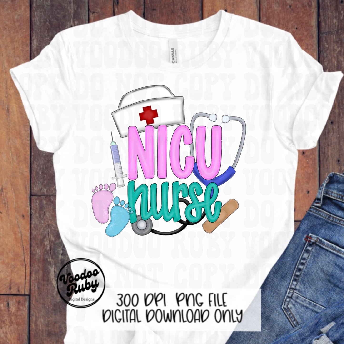 NICU Nurse PNG Design Sublimation Hand Drawn Digital Download Nicu Nurse Printable RN Nurse Pediatric Colorful png Nurse Dtf