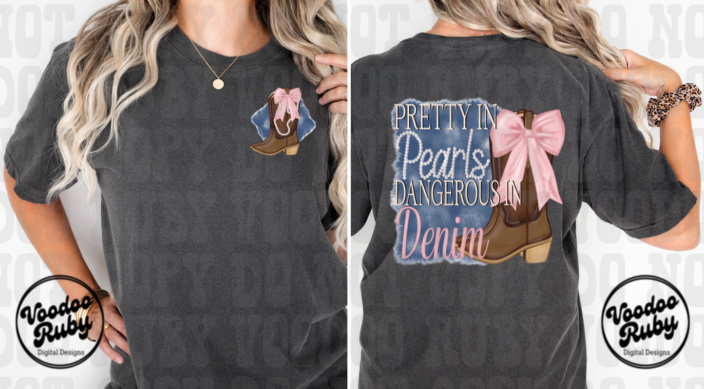 Coquette Cowgirl PNG Sublimation Design Hand Drawn Digital Download Pink Bow PNG Mama Clip Art Denim Pearls Png Coquette dtf Printable