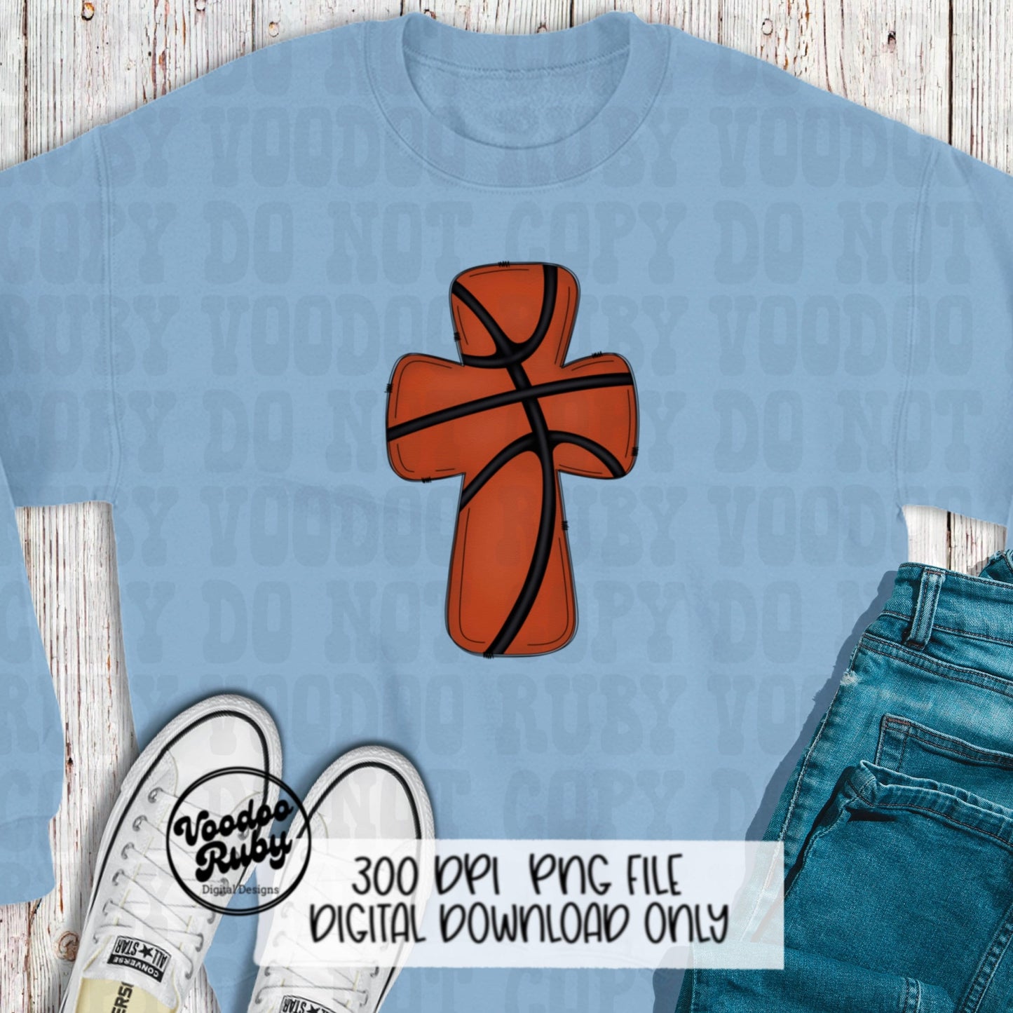 Christian Basketball PNG Design: Hand Drawn Sports Clip Art (Digital Download)