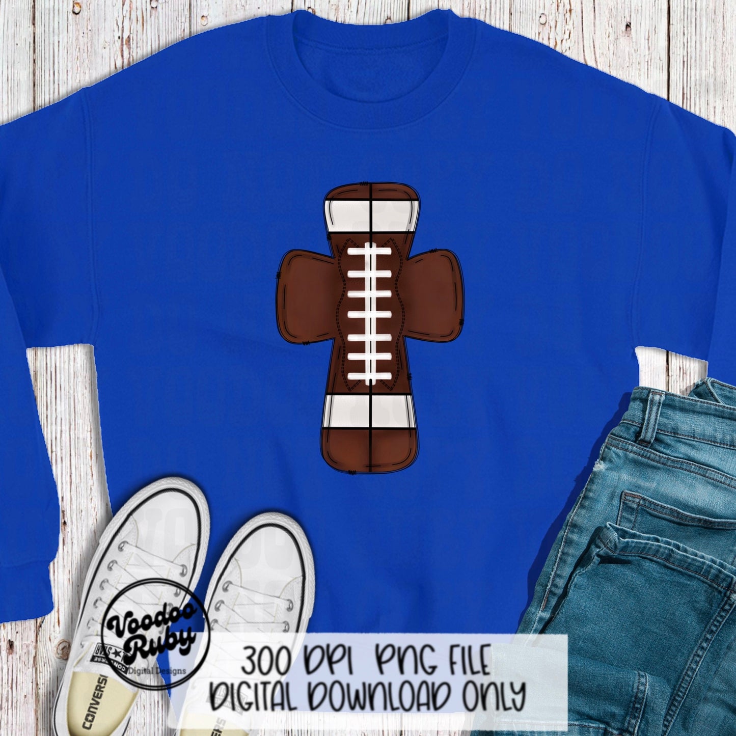 Christian Football PNG Design: Hand Drawn Sports Clip Art (Digital Download)
