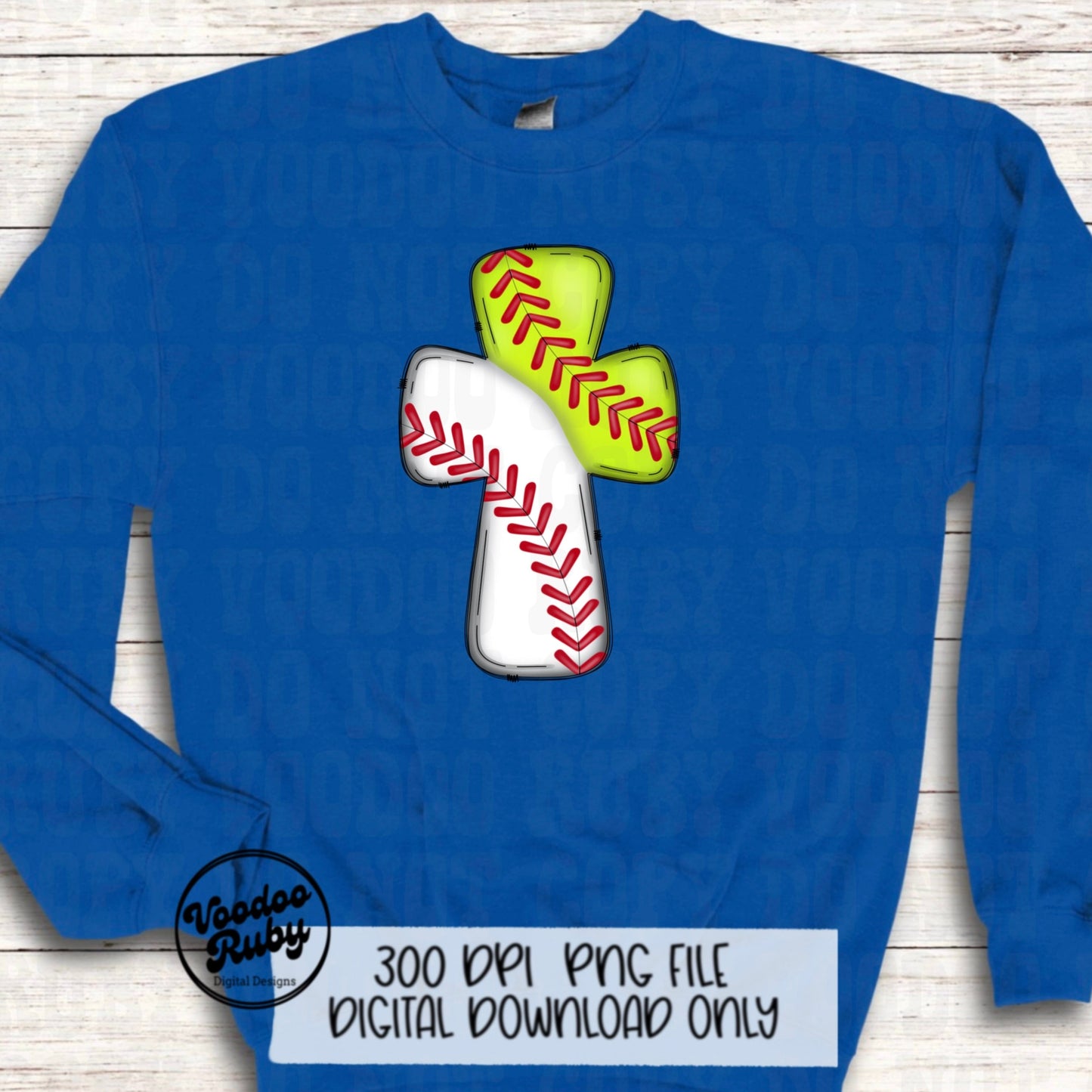 Christian Softball Baseball Cross PNG: Hand Drawn Sports Clip Art (Digital Download
