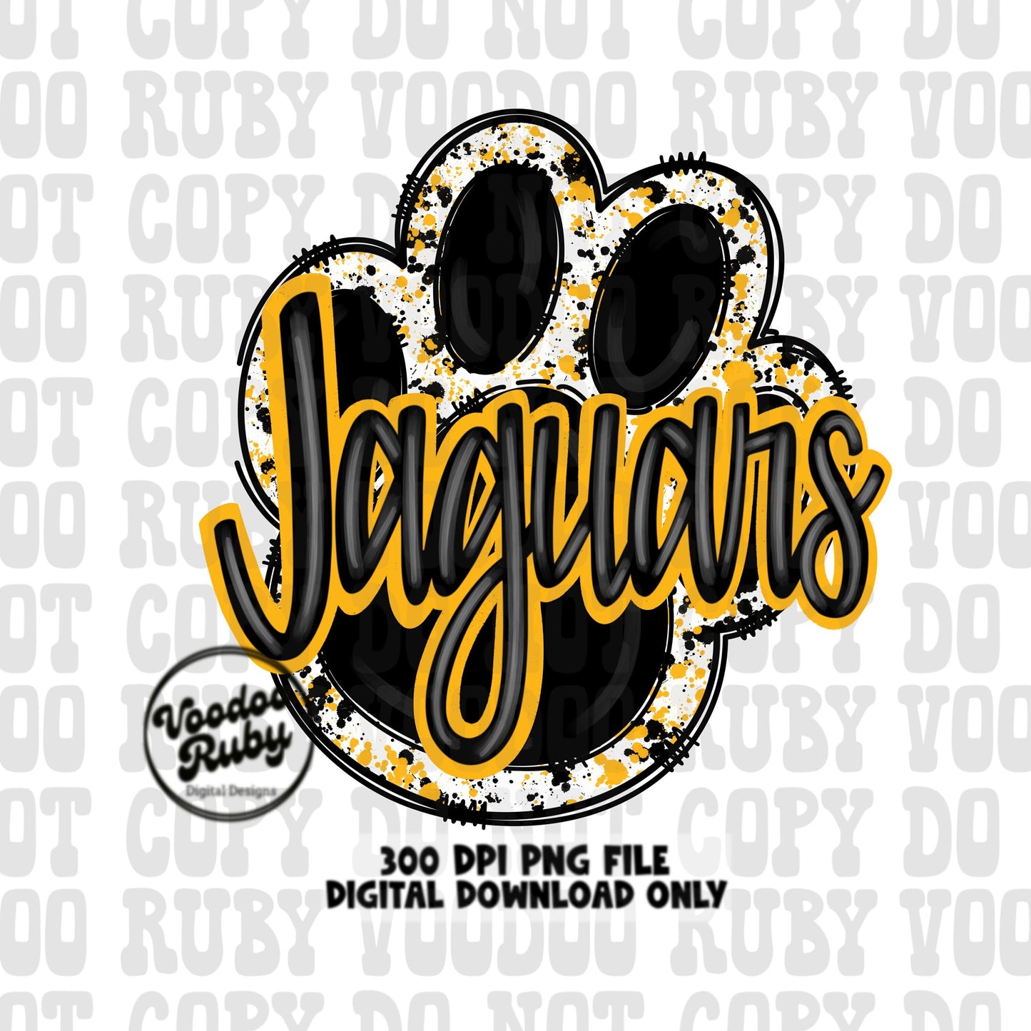 Jaguars PNG Design Hand Drawn Digital Download Paw Print Clip Art Jaguars DTF Printable
