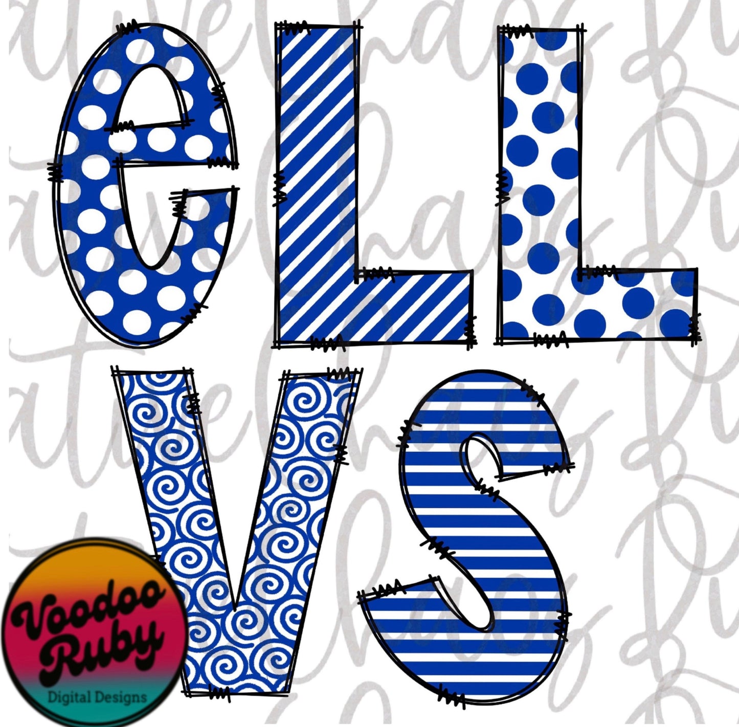 Doodle Letters PNG Alphabet Blue White Bundle Hand Drawn Digital Download Sublimation Alphabet PNG Alpha Pack DTF Printable Clip Art