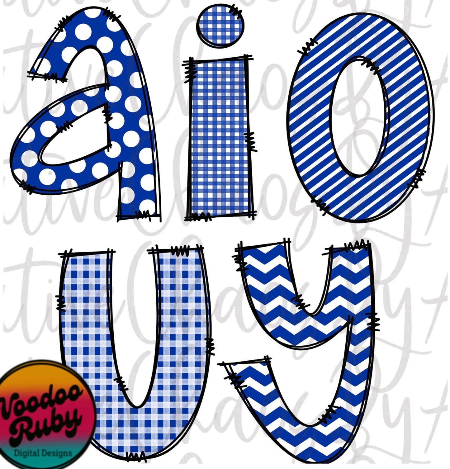 Doodle Letters PNG Alphabet Blue White Bundle Hand Drawn Digital Download Sublimation Alphabet PNG Alpha Pack DTF Printable Clip Art
