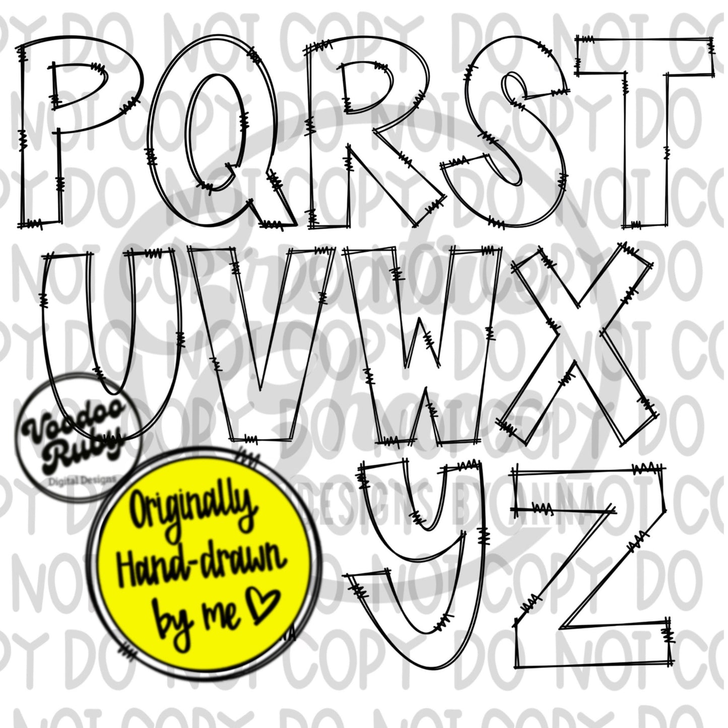 Doodle Letters PNG Alphabet SVG With Transparent Inside Bundle Hand Drawn Alphabet Alpha Pack Digital Download Sublimation Blanks Clip Art