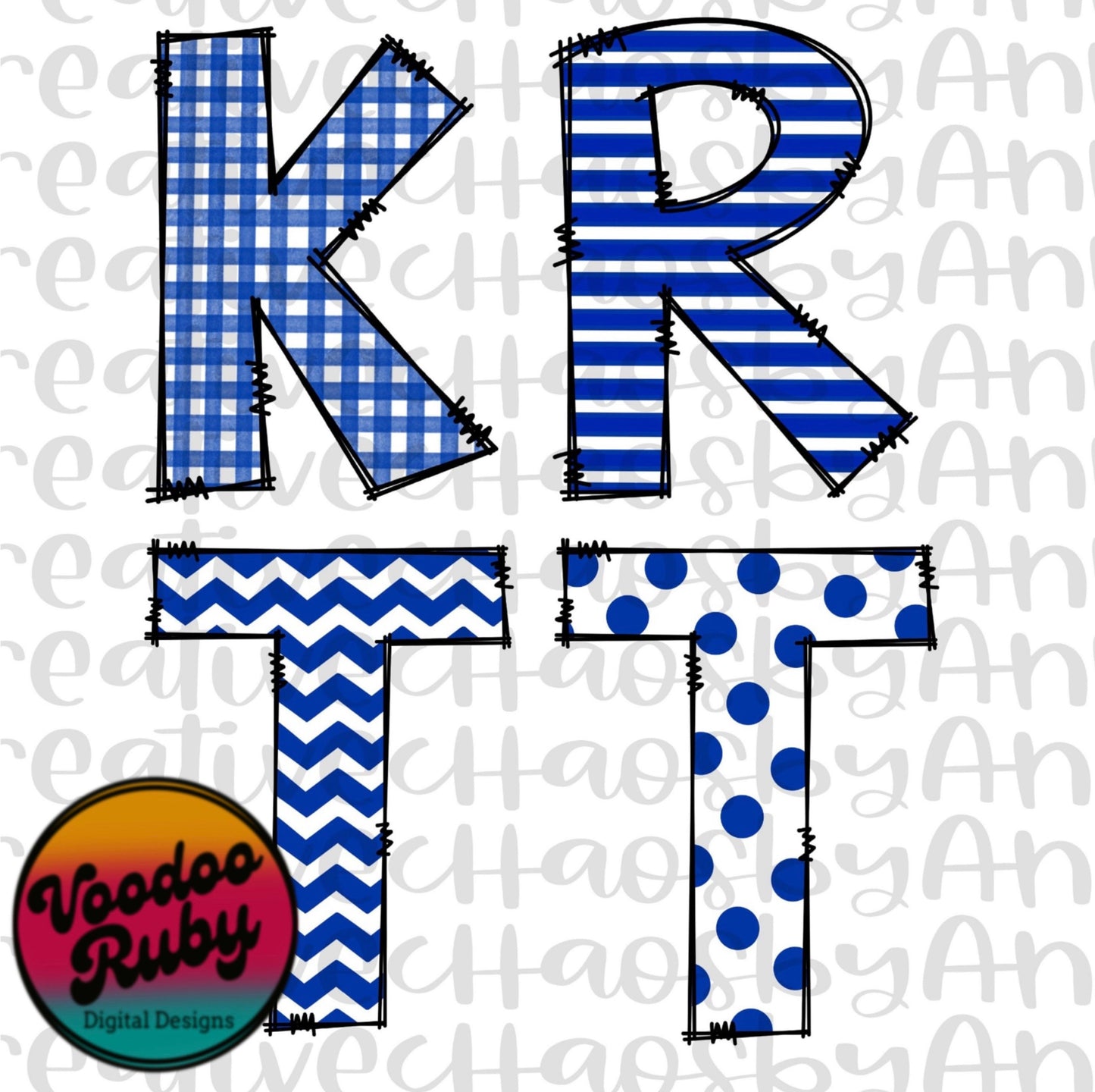 Doodle Letters PNG Alphabet Blue White Bundle Hand Drawn Digital Download Sublimation Alphabet PNG Alpha Pack DTF Printable Clip Art