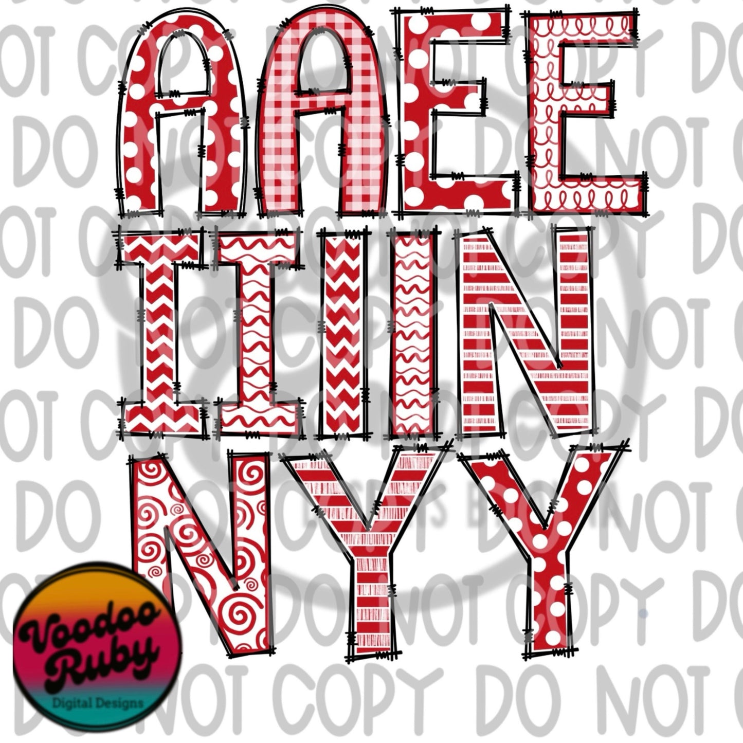 Red White Doodle Letters PNG Alphabet Bundle Hand Drawn Alphabet Alpha Pack Digital Download Sublimation Blanks DTF Printable
