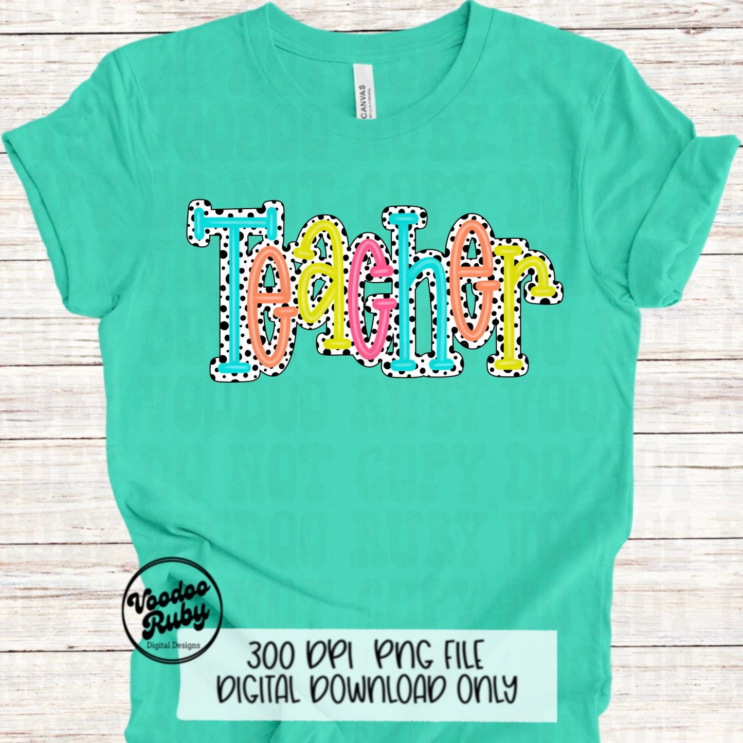 Back to School PNG Design Teacher png Teacher gift Hand Drawn Digital Download Sublimation Dalmatian Dots PNG Teacher DTF Printable