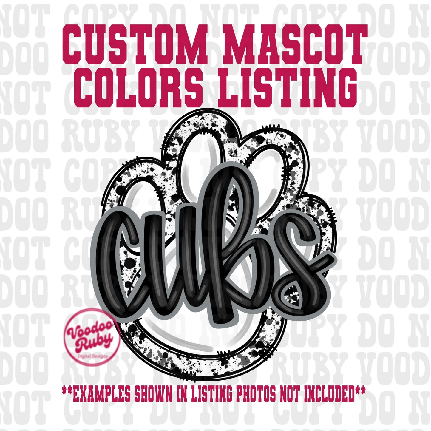 Cubs PNG Design Custom Mascot Hand Drawn Digital Download Football PNG Cubs Paw Print Sublimation Mascot DTF Printable Clip Art