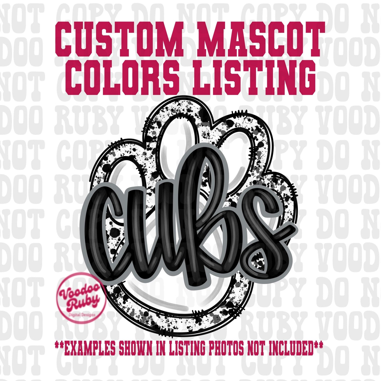 Cubs PNG Design Custom Mascot Hand Drawn Digital Download Football PNG Cubs Paw Print Sublimation Mascot DTF Printable Clip Art