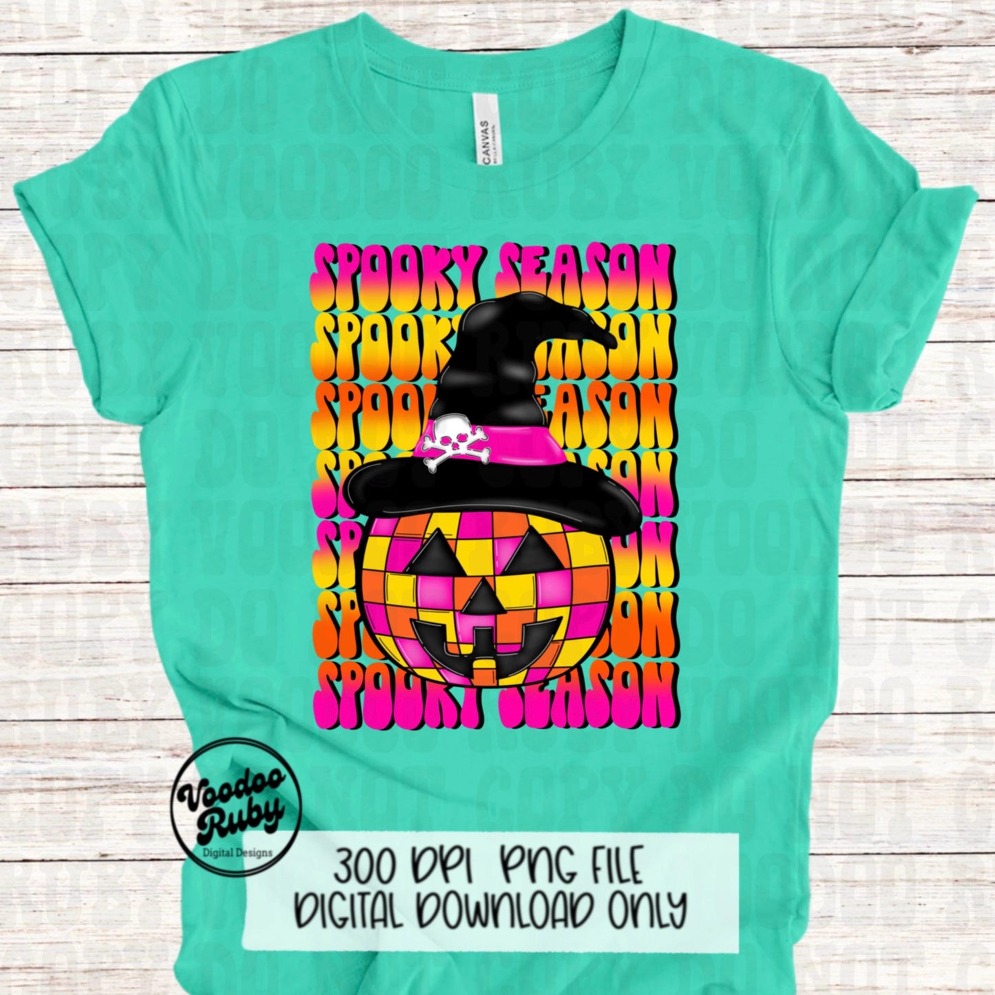 Spooky Season PNG Design Halloween Sublimation Hand Drawn Digital Download Disco Ball Pumpkin Witch Trendy DTF Printable Retro Font