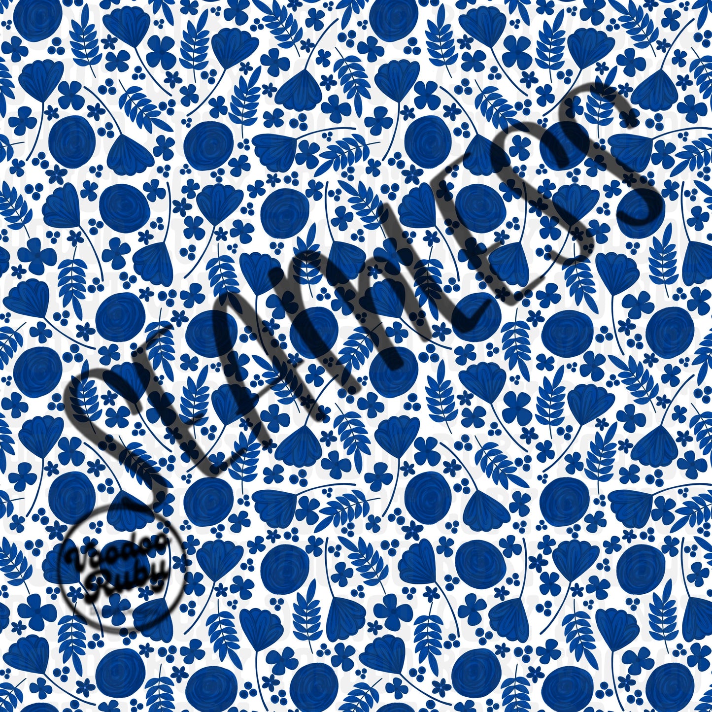 Blue Floral PNG Seamless Sublimation Background Digital Paper PNG Hand Drawn Digital Download Printable DTF Blue Flowers Fabric Tumbler Wrap