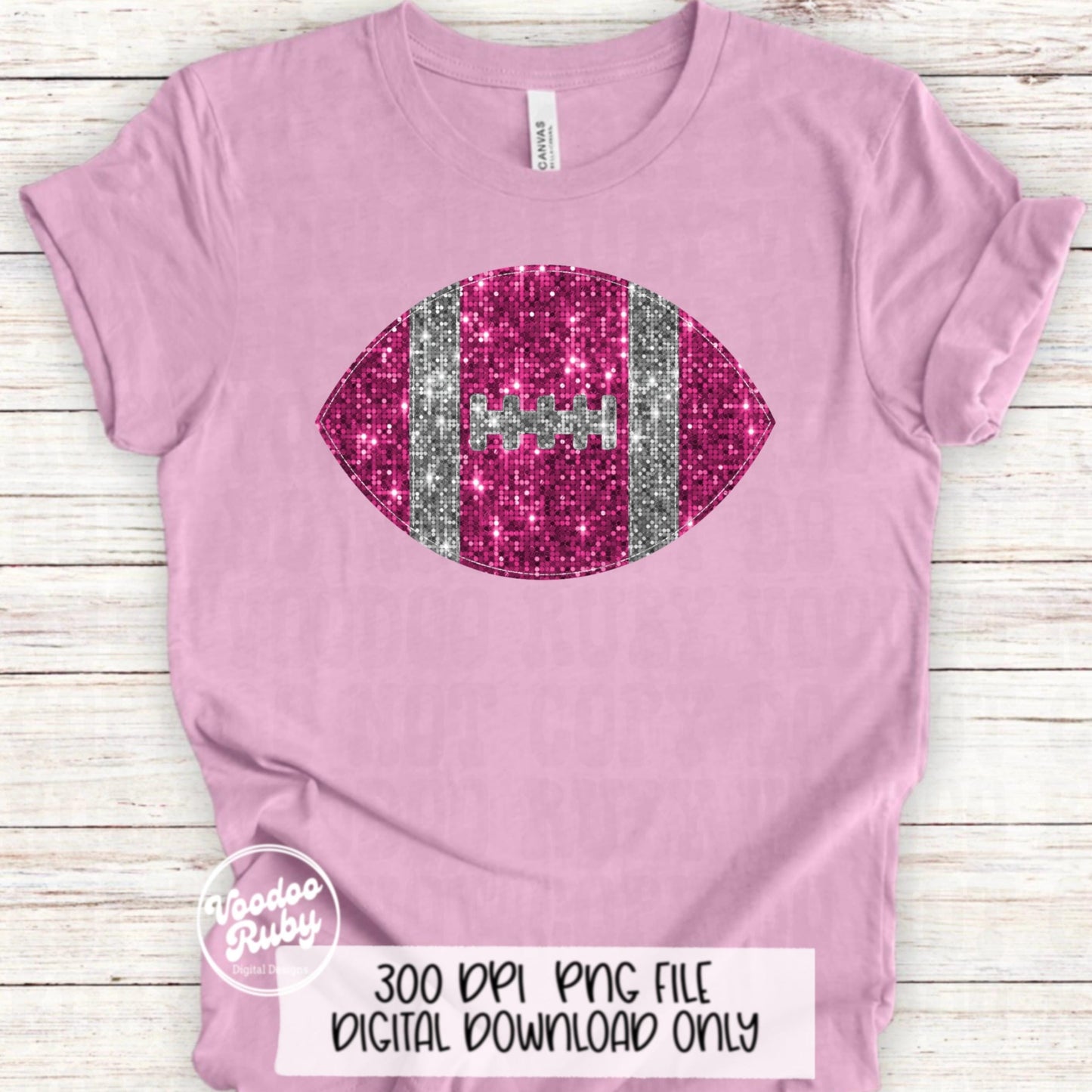 Pink Glitter Football PNG: Hand Drawn Mascot Clip Art (Digital Download