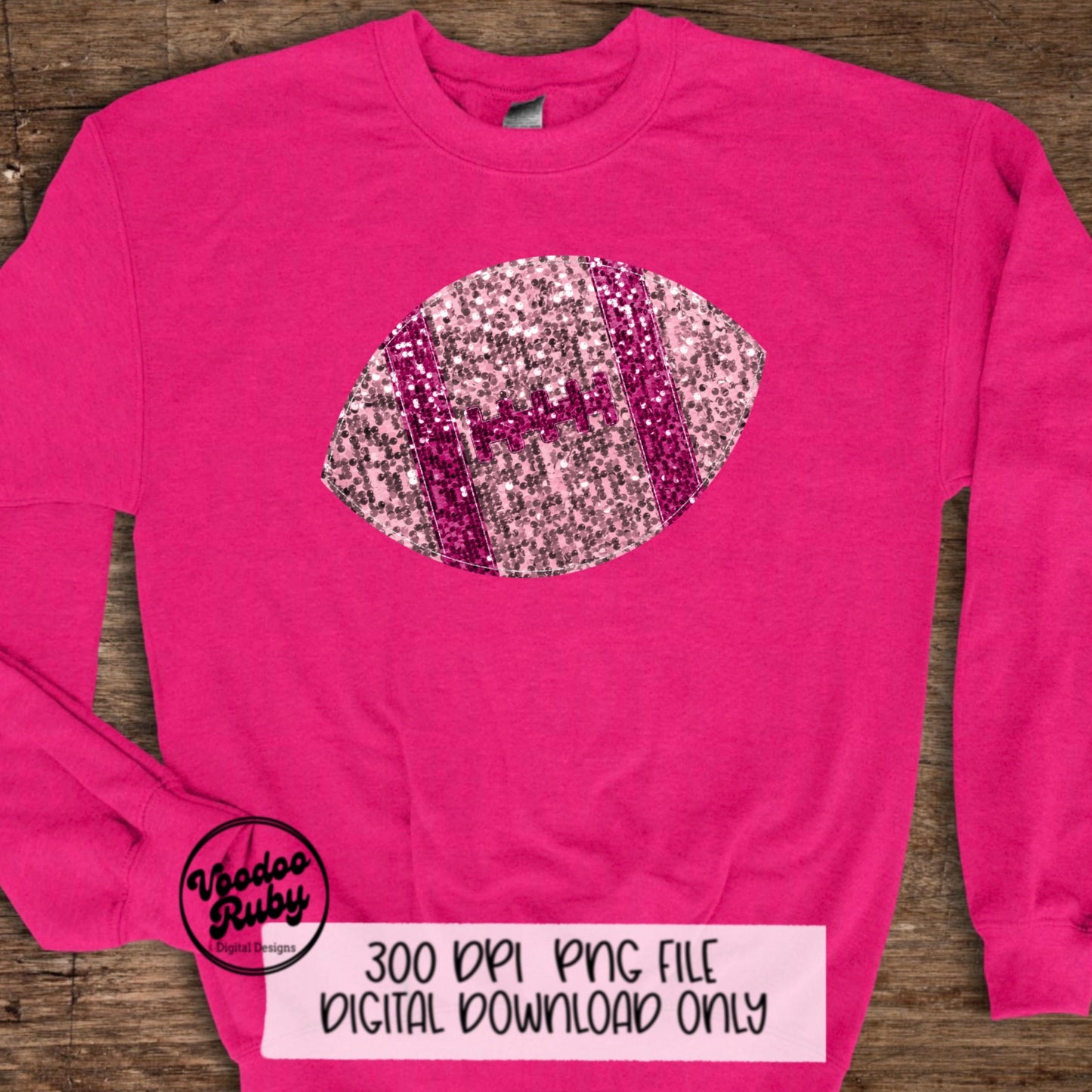 Sequin Pink Football PNG: Glitter Sublimation Design (Digital Download